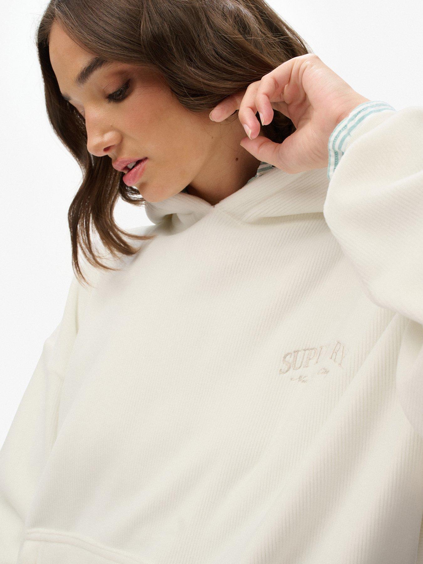  image of superdry-country-club-velour-relax-hoodie-off-white