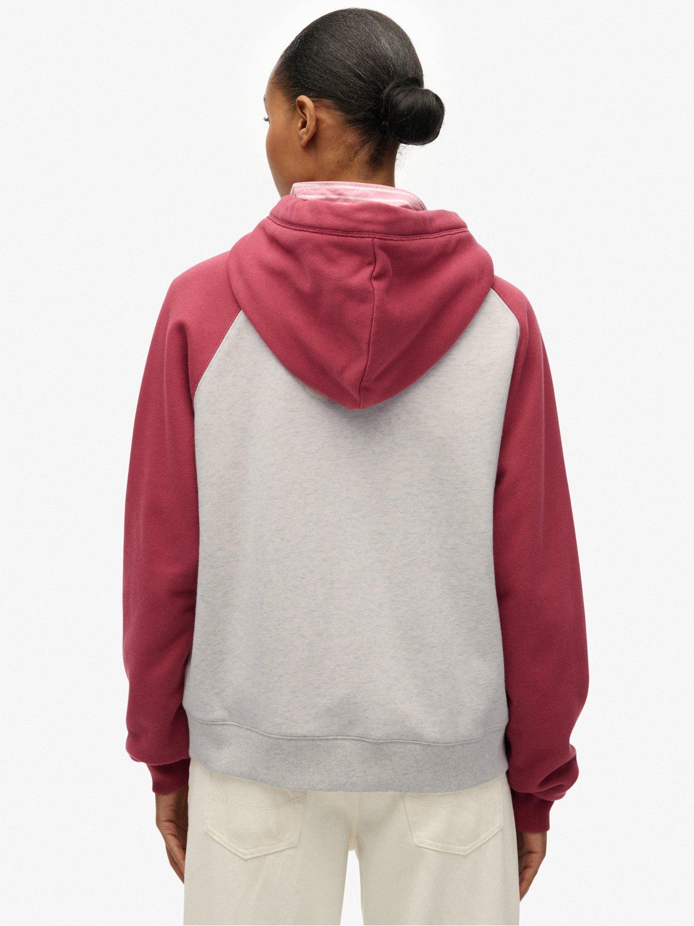  image of superdry-essential-logo-raglan-zip-up-hoodie-vintage-white-mbordeaux-red