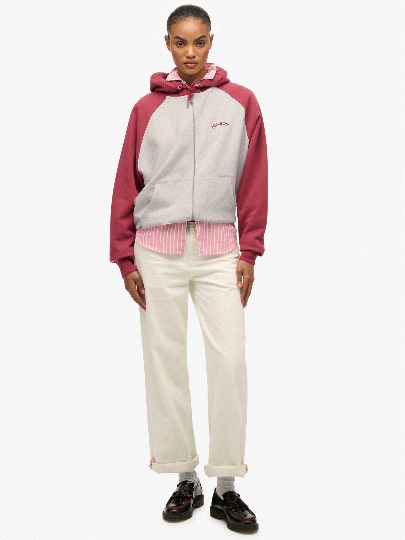  image of superdry-essential-logo-raglan-zip-up-hoodie-vintage-white-mbordeaux-red