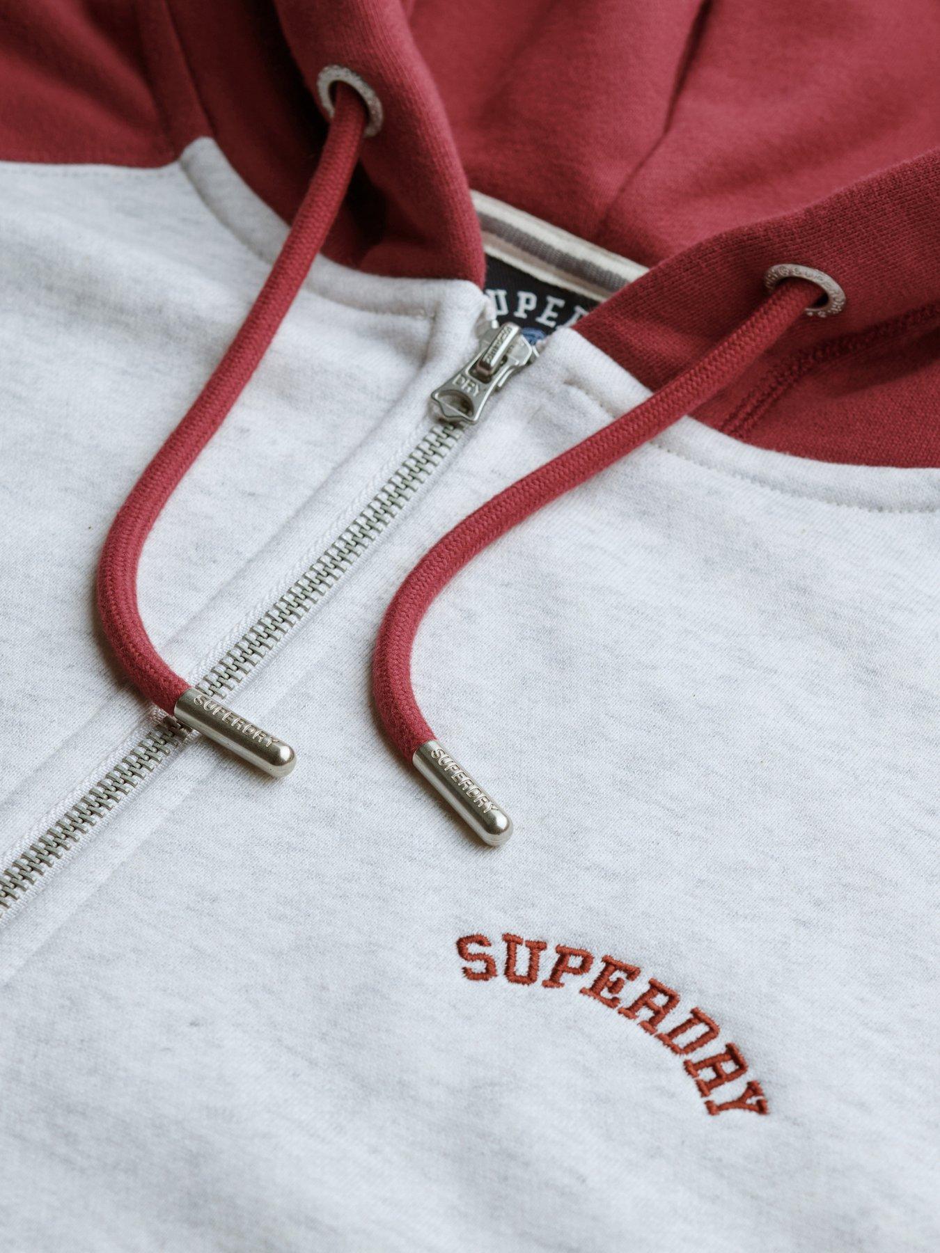  image of superdry-essential-logo-raglan-zip-up-hoodie-vintage-white-mbordeaux-red