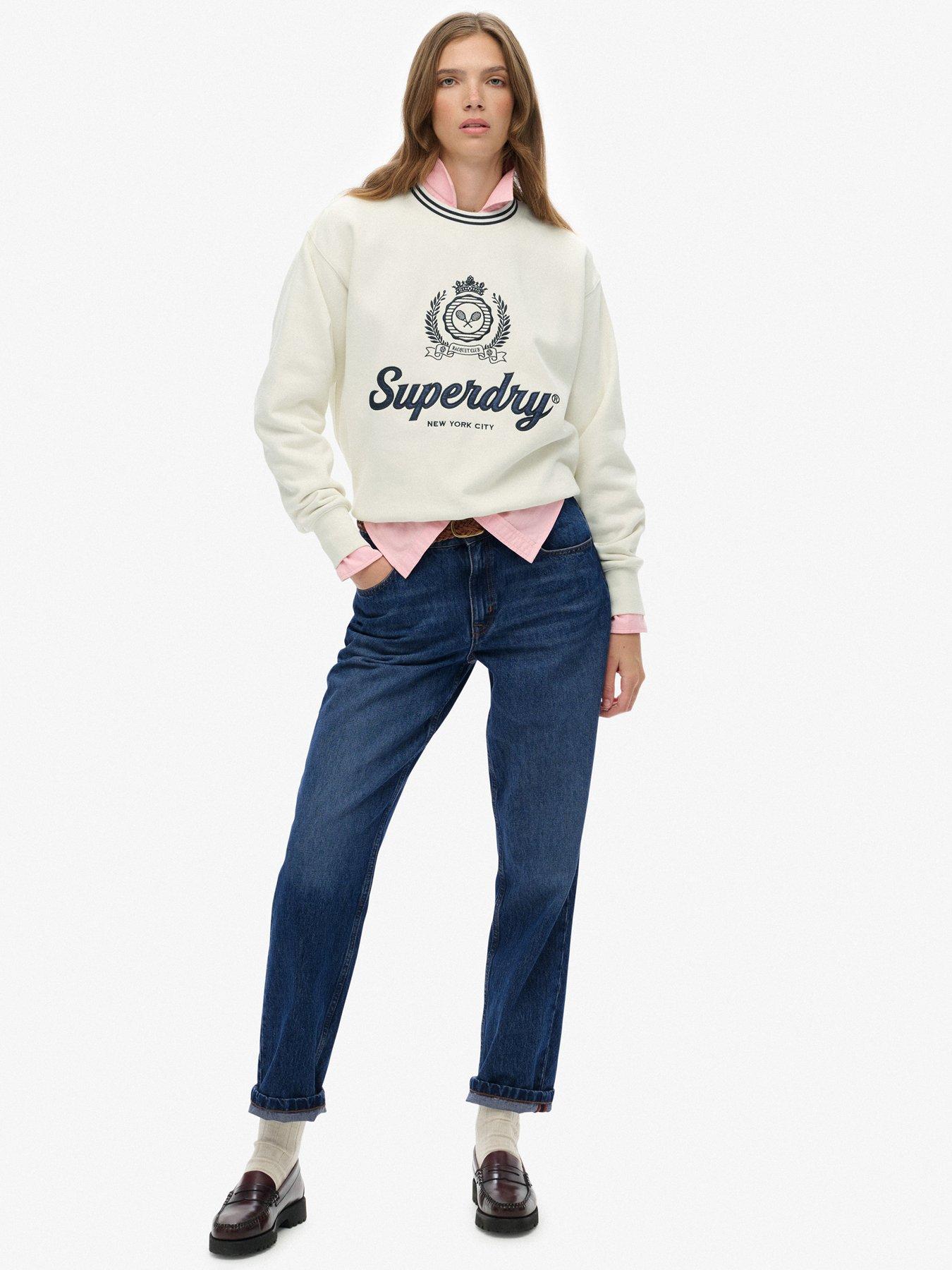 image of superdry-country-club-loose-crewneck-sweatshirt-off-nbspwhite