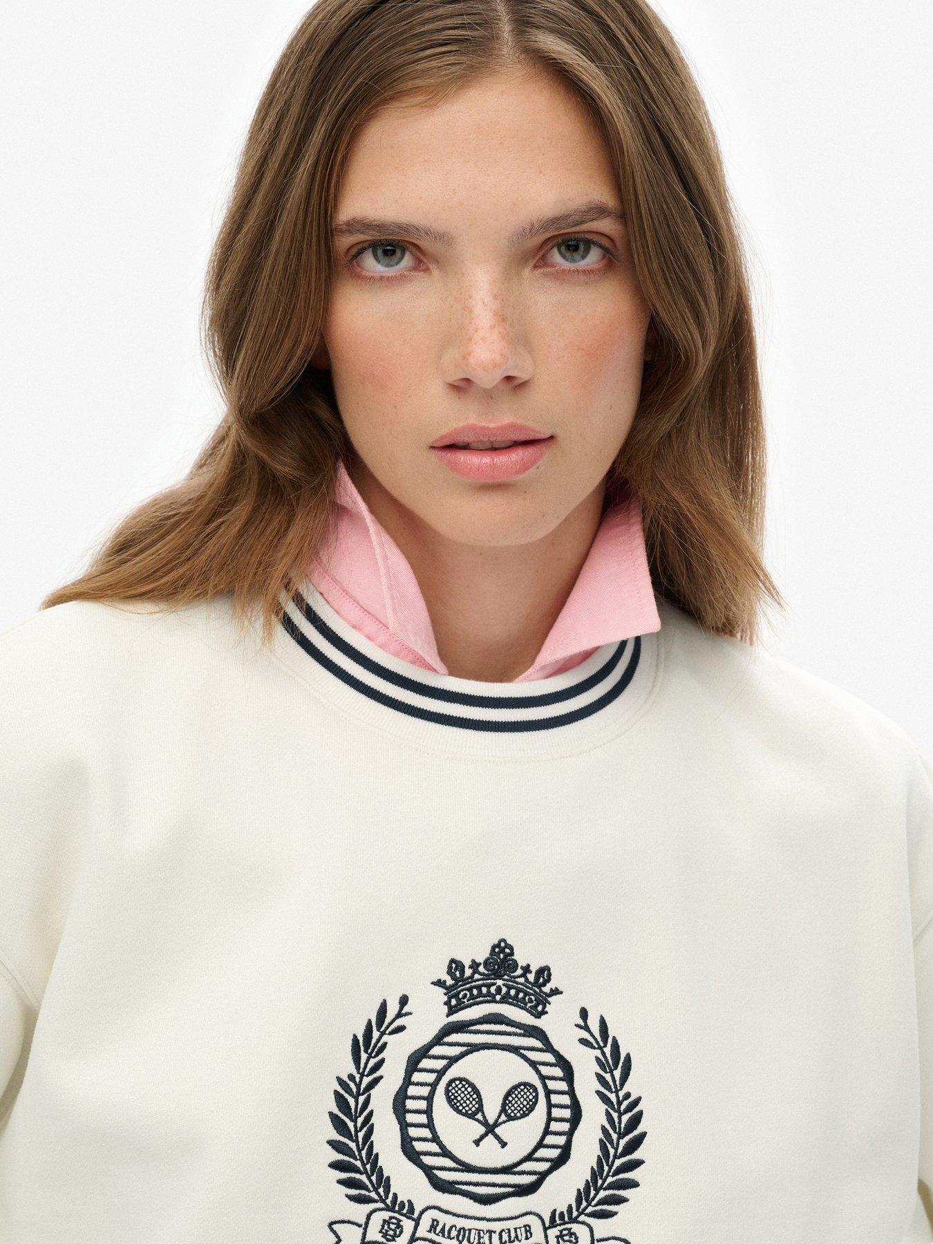  image of superdry-country-club-loose-crewneck-sweatshirt-off-nbspwhite