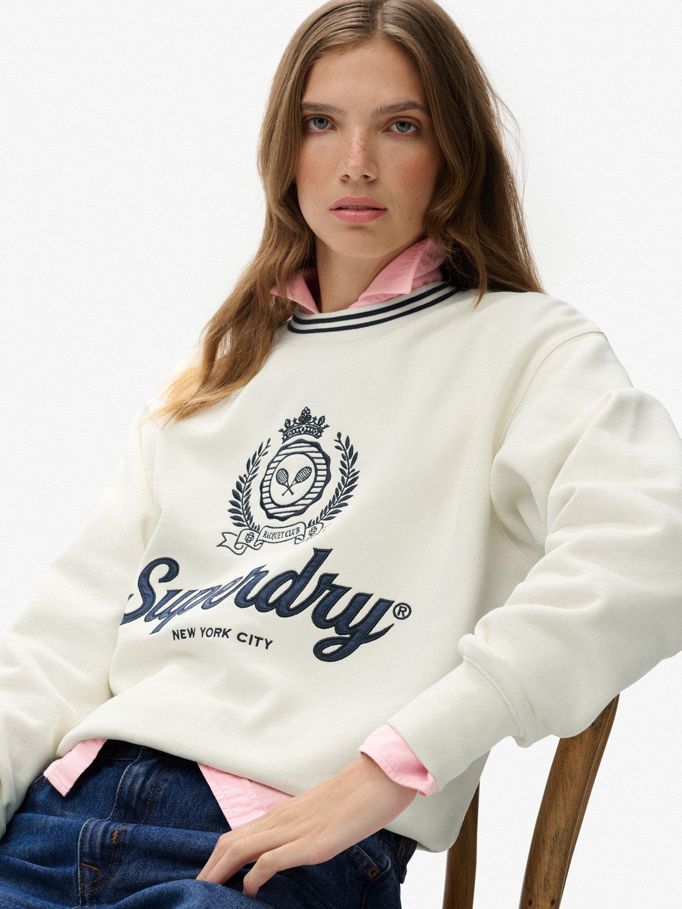  image of superdry-country-club-loose-crewneck-sweatshirt-off-nbspwhite