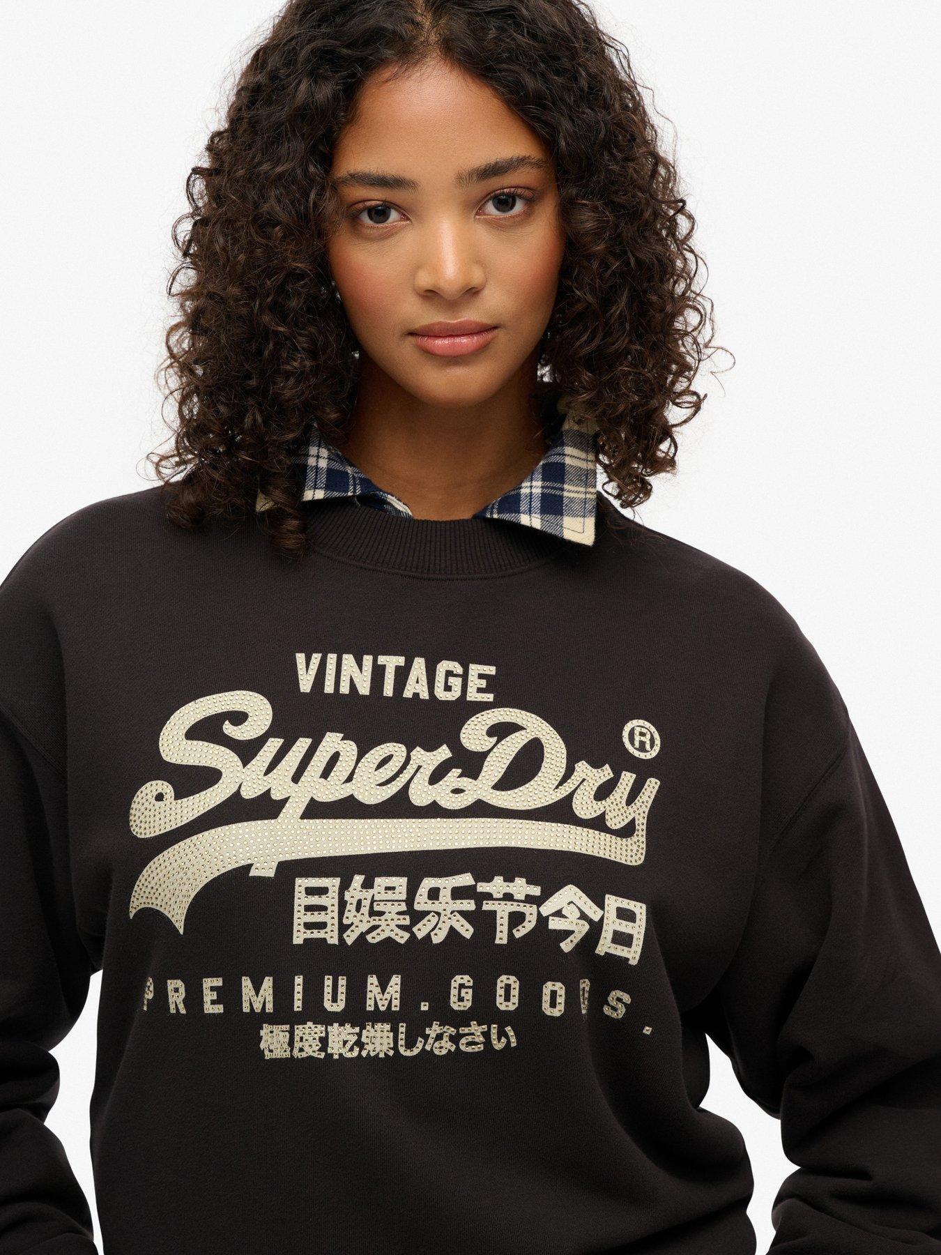  image of superdry-embellished-vl-loose-crew-bison-black