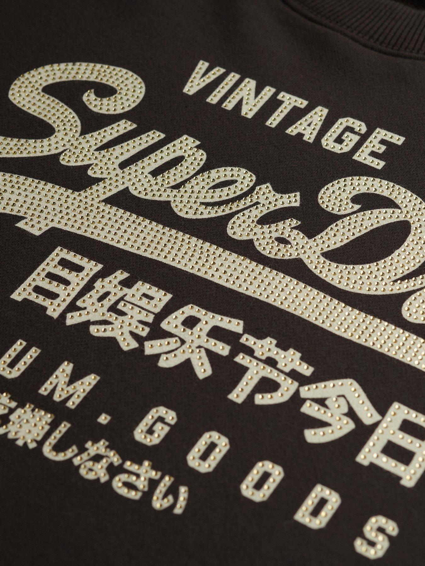  image of superdry-embellished-vl-loose-crew-bison-black