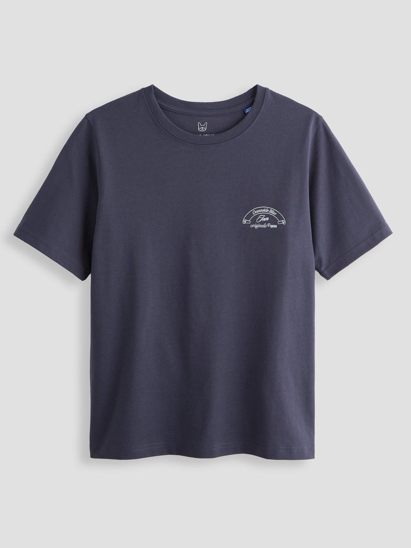 Jack & Jones Junior Boys Montauk Photo Back Print Short Sleeve T-shirt - Odyssey Grey