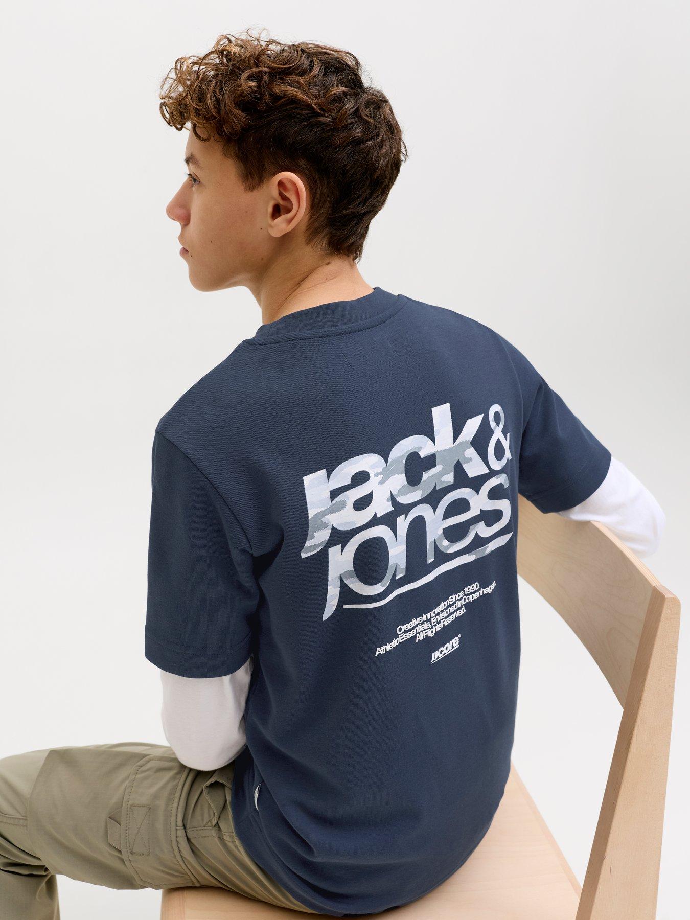 Jack & Jones Junior Boys Breeze Back Print Short Sleeve T-shirt - Outer Space