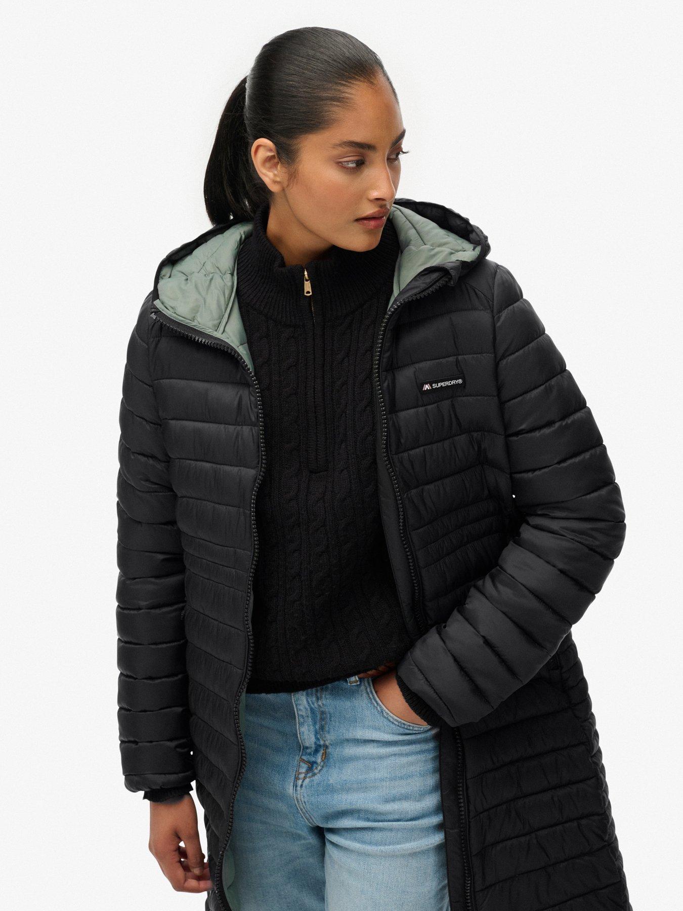  image of superdry-hood-fuji-lite-mid-padded-jacket-black