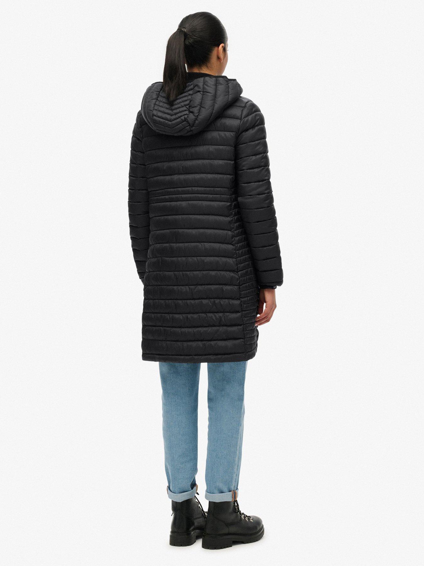 image of superdry-hood-fuji-lite-mid-padded-jacket-black