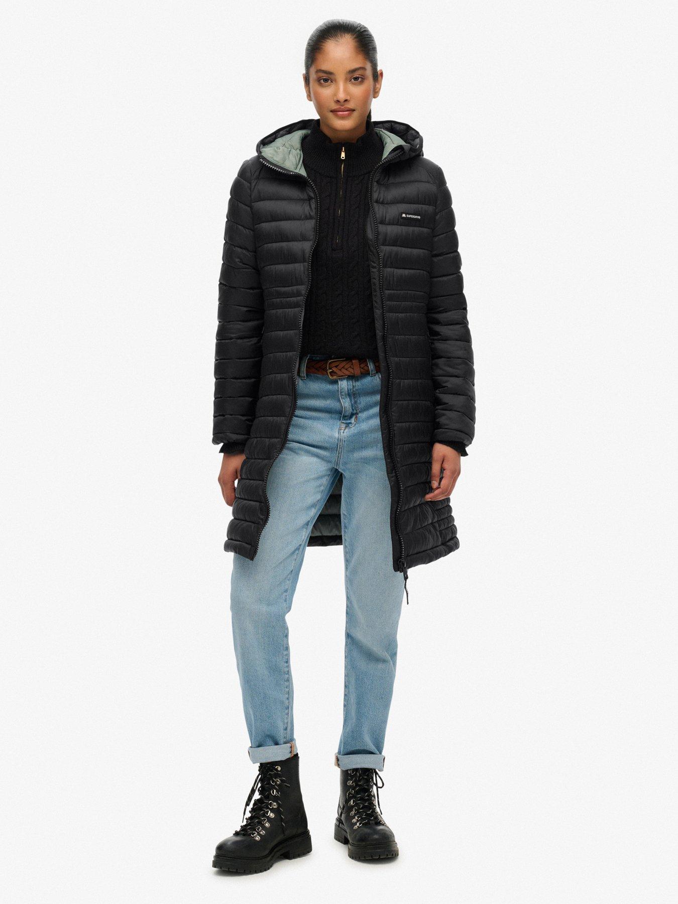  image of superdry-hood-fuji-lite-mid-padded-jacket-black