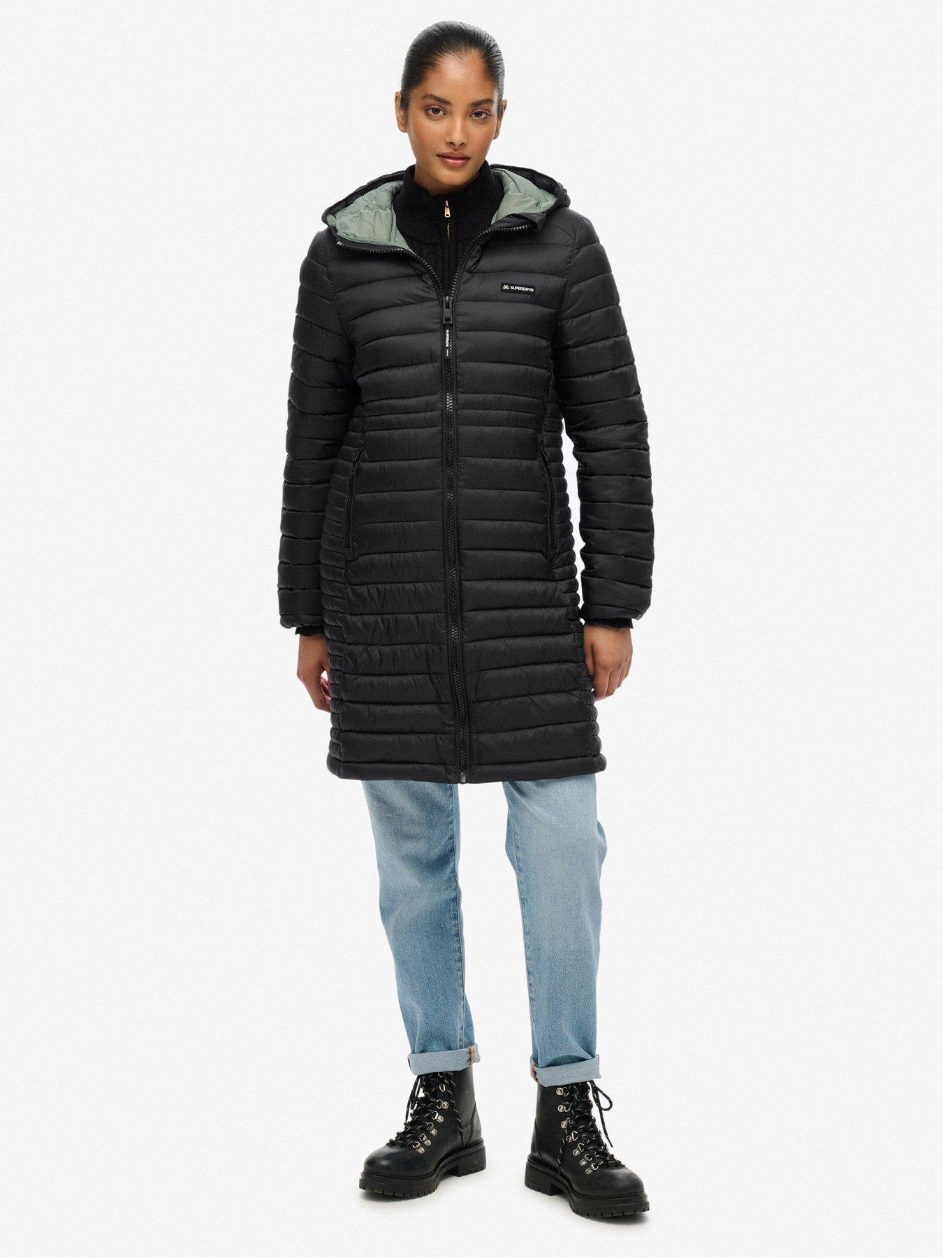  image of superdry-hood-fuji-lite-mid-padded-jacket-black