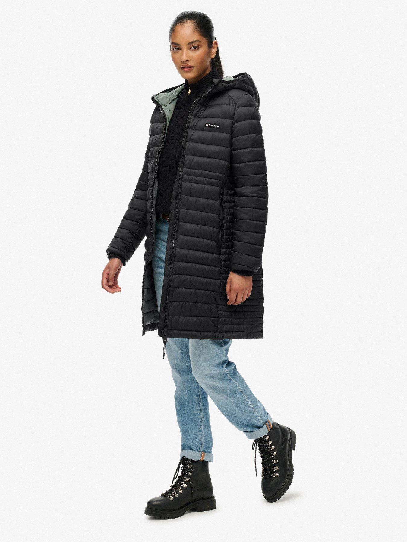  image of superdry-hood-fuji-lite-mid-padded-jacket-black