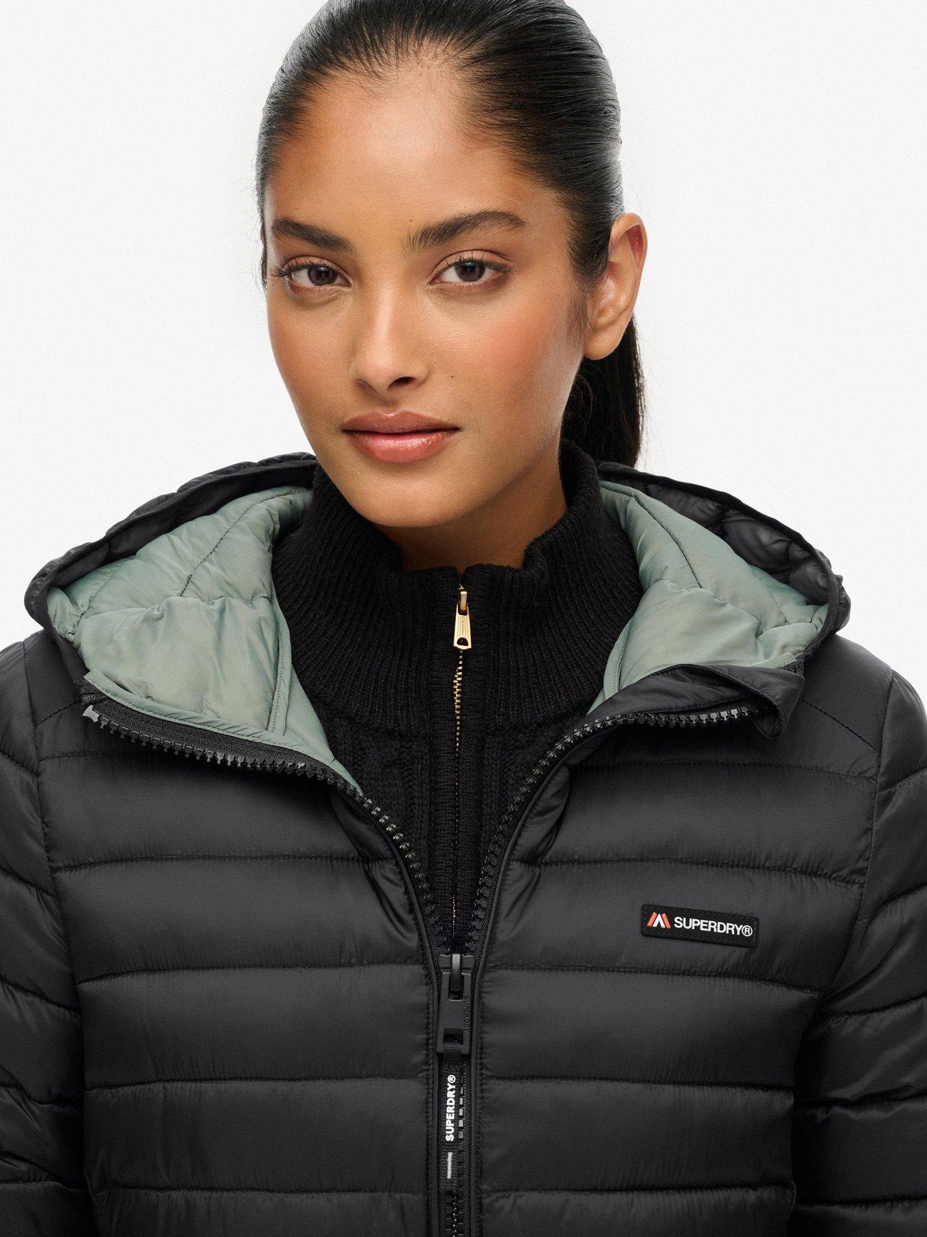  image of superdry-hood-fuji-lite-mid-padded-jacket-black