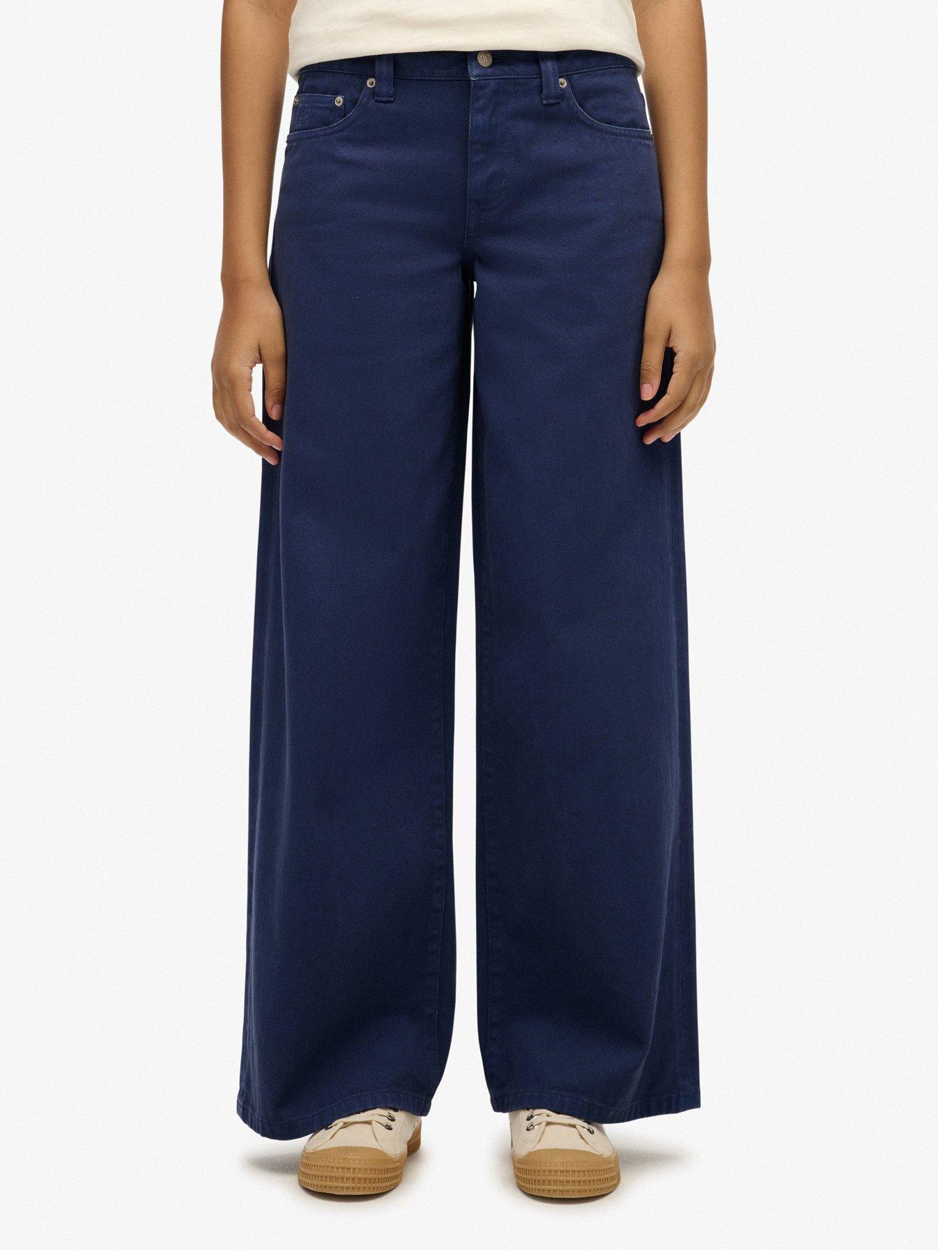  image of superdry-mid-rise-baggy-trousersnbsp--mariner-navy