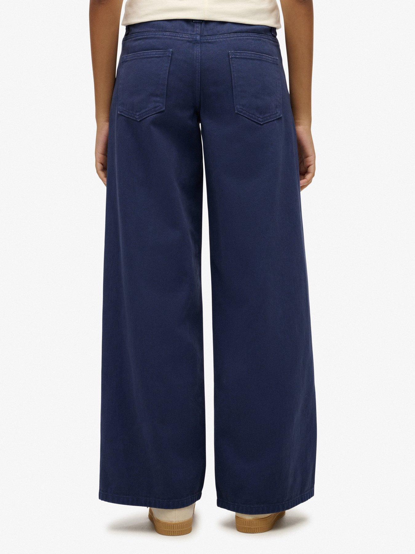  image of superdry-mid-rise-baggy-trousersnbsp--mariner-navy