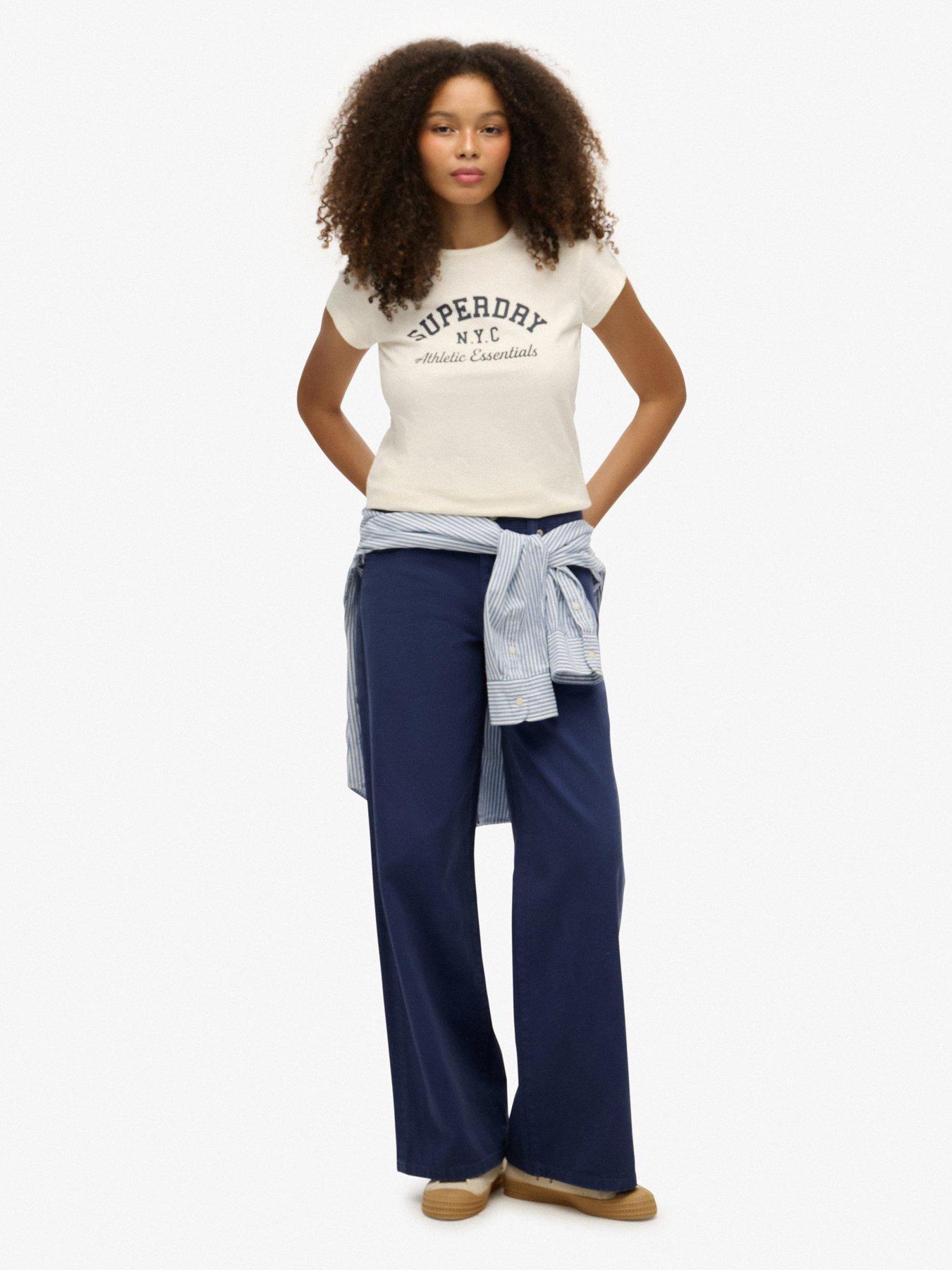  image of superdry-mid-rise-baggy-trousersnbsp--mariner-navy