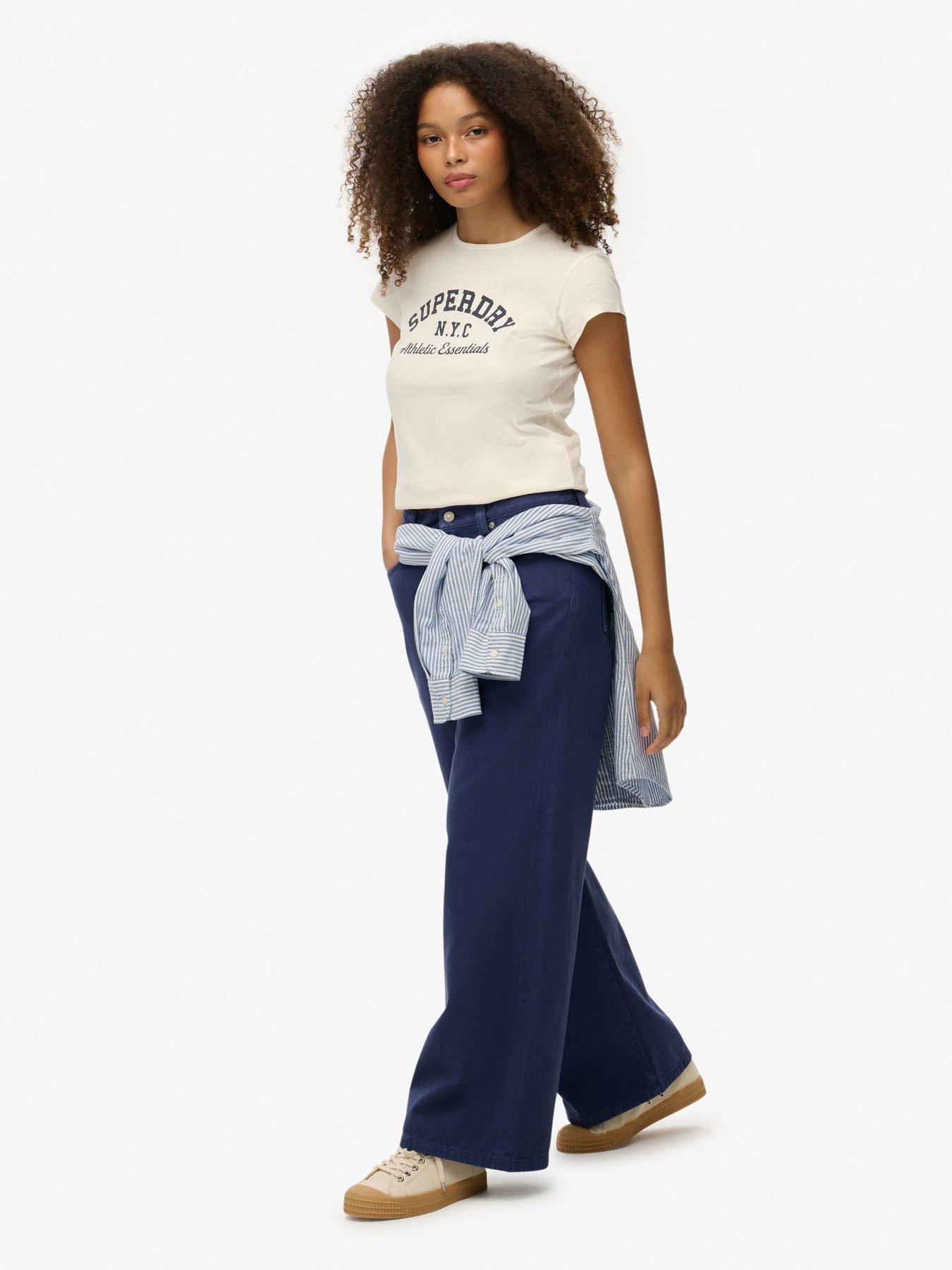  image of superdry-mid-rise-baggy-trousersnbsp--mariner-navy