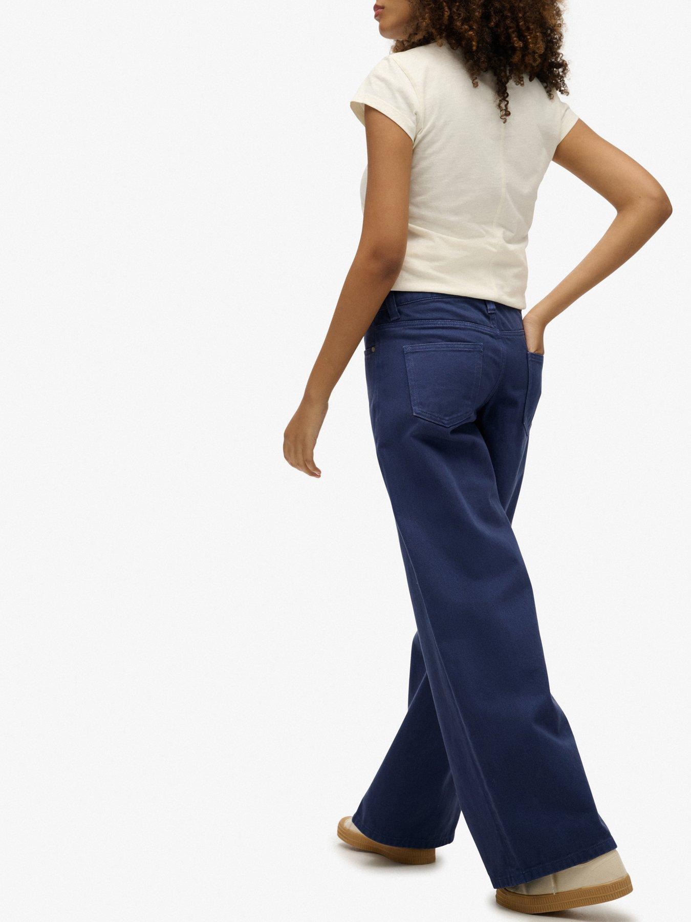  image of superdry-mid-rise-baggy-trousersnbsp--mariner-navy