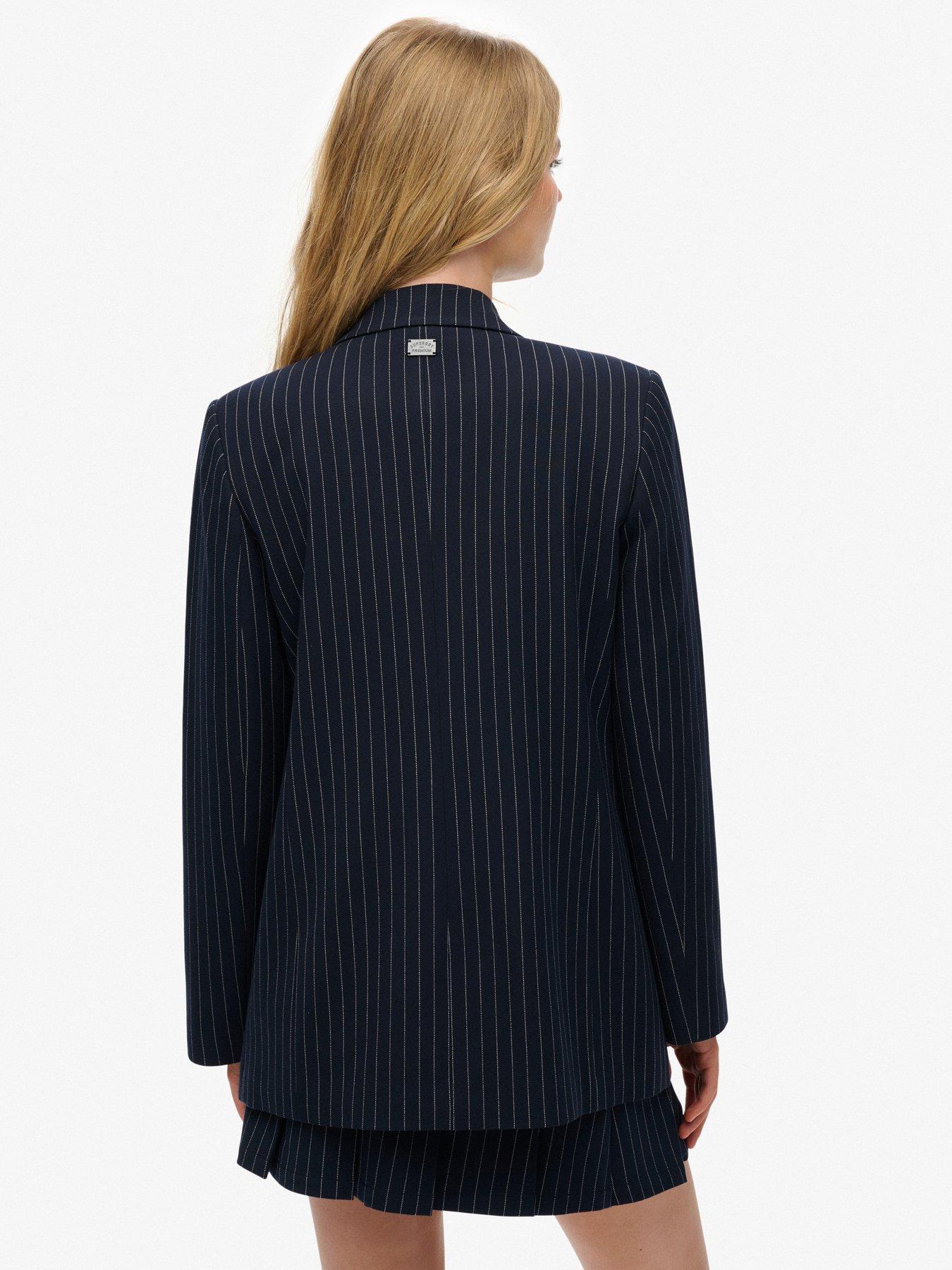  image of superdry-pinstripe-boyfriend-blazer-pinstripe-navy