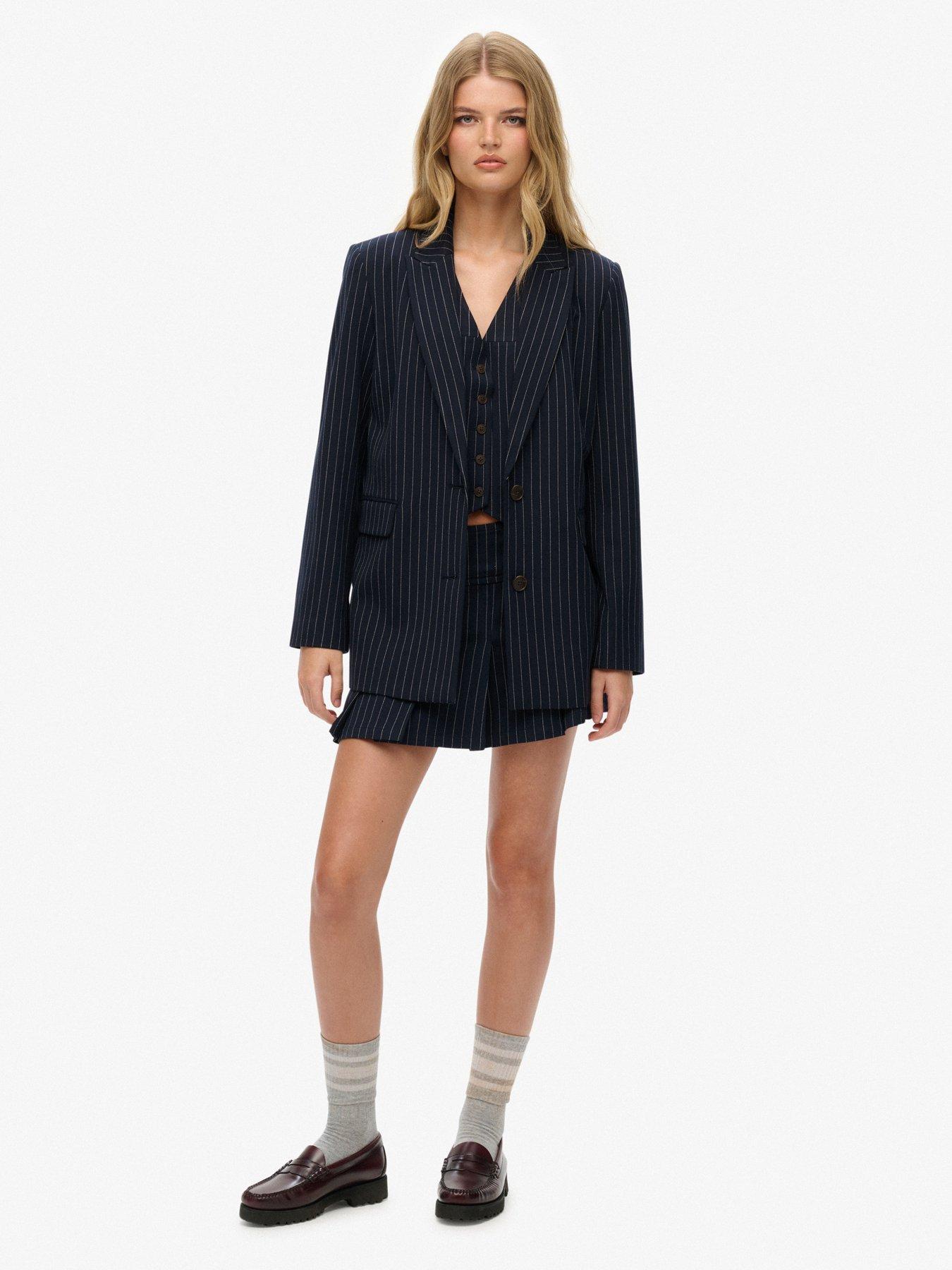  image of superdry-pinstripe-boyfriend-blazer-pinstripe-navy