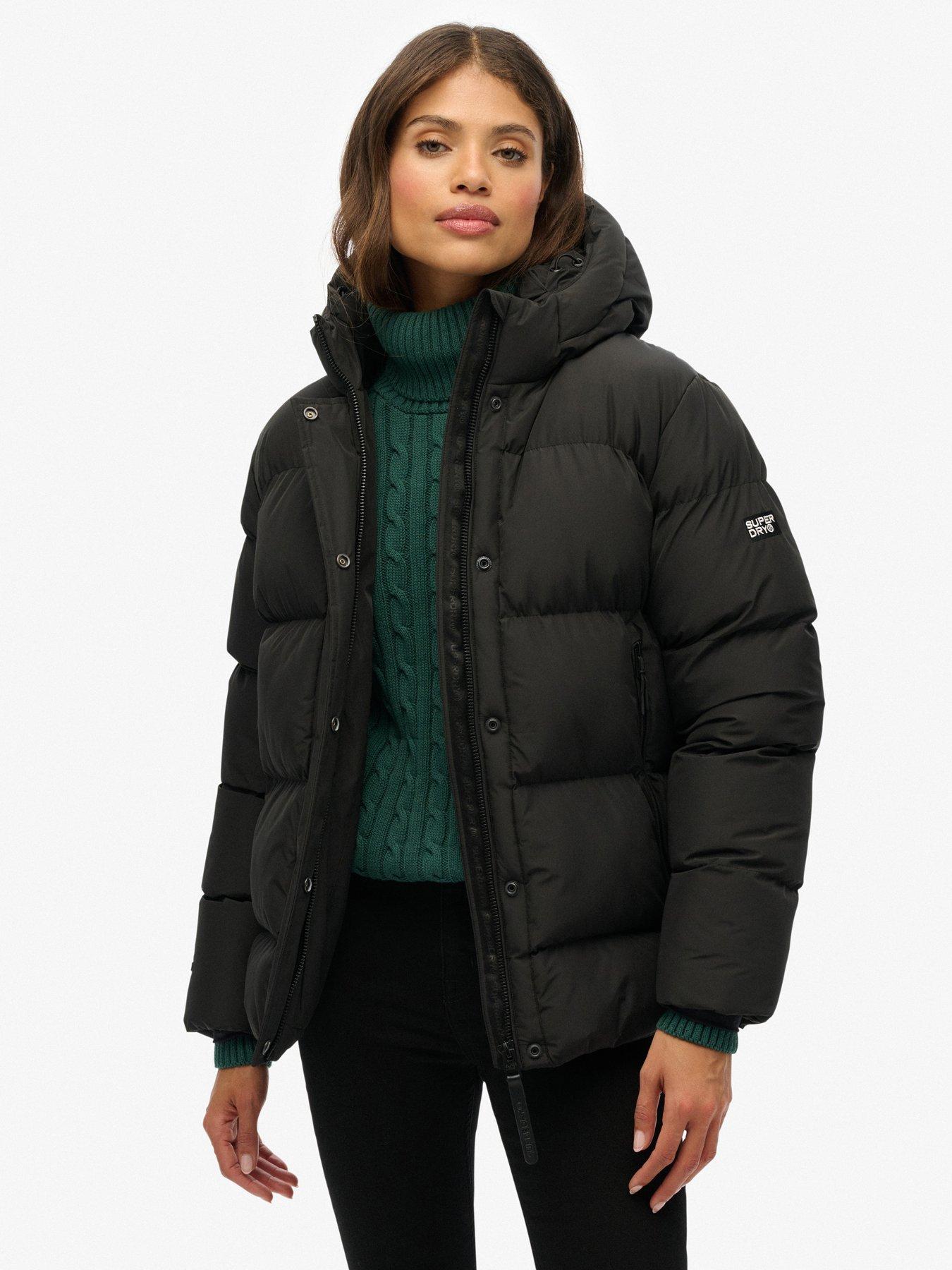Superdry Hooded 5 Baffle Sports Puffer - Black