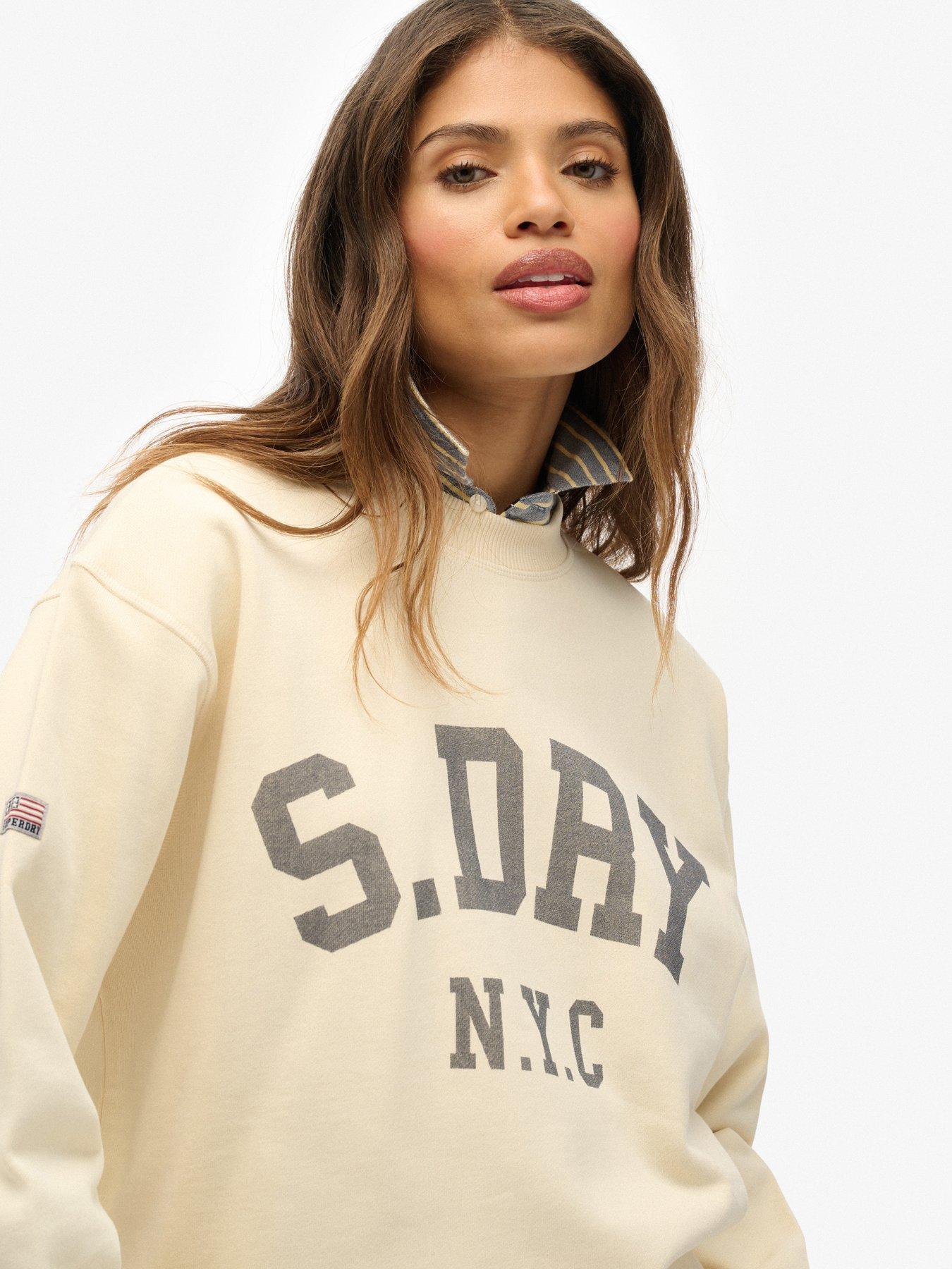 Image 4 of 5 of Superdry Athletic Slouchy Crew - Desert Bone Off White