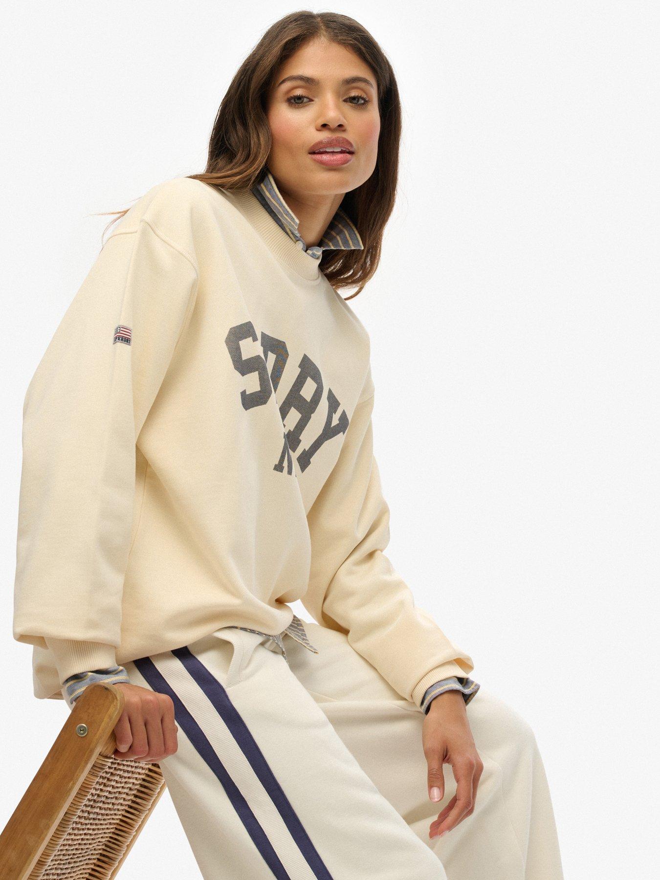 Image 5 of 5 of Superdry Athletic Slouchy Crew - Desert Bone Off White