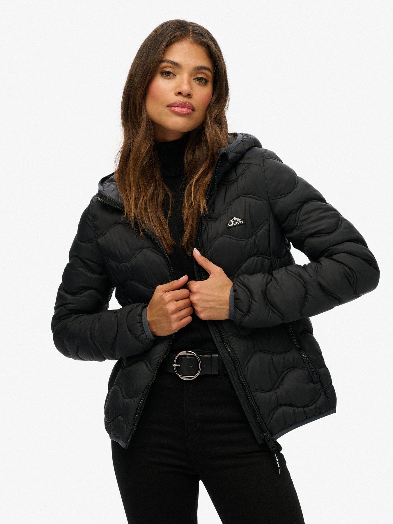  image of superdry-hood-fuji-lite-wave-padded-jacket-black