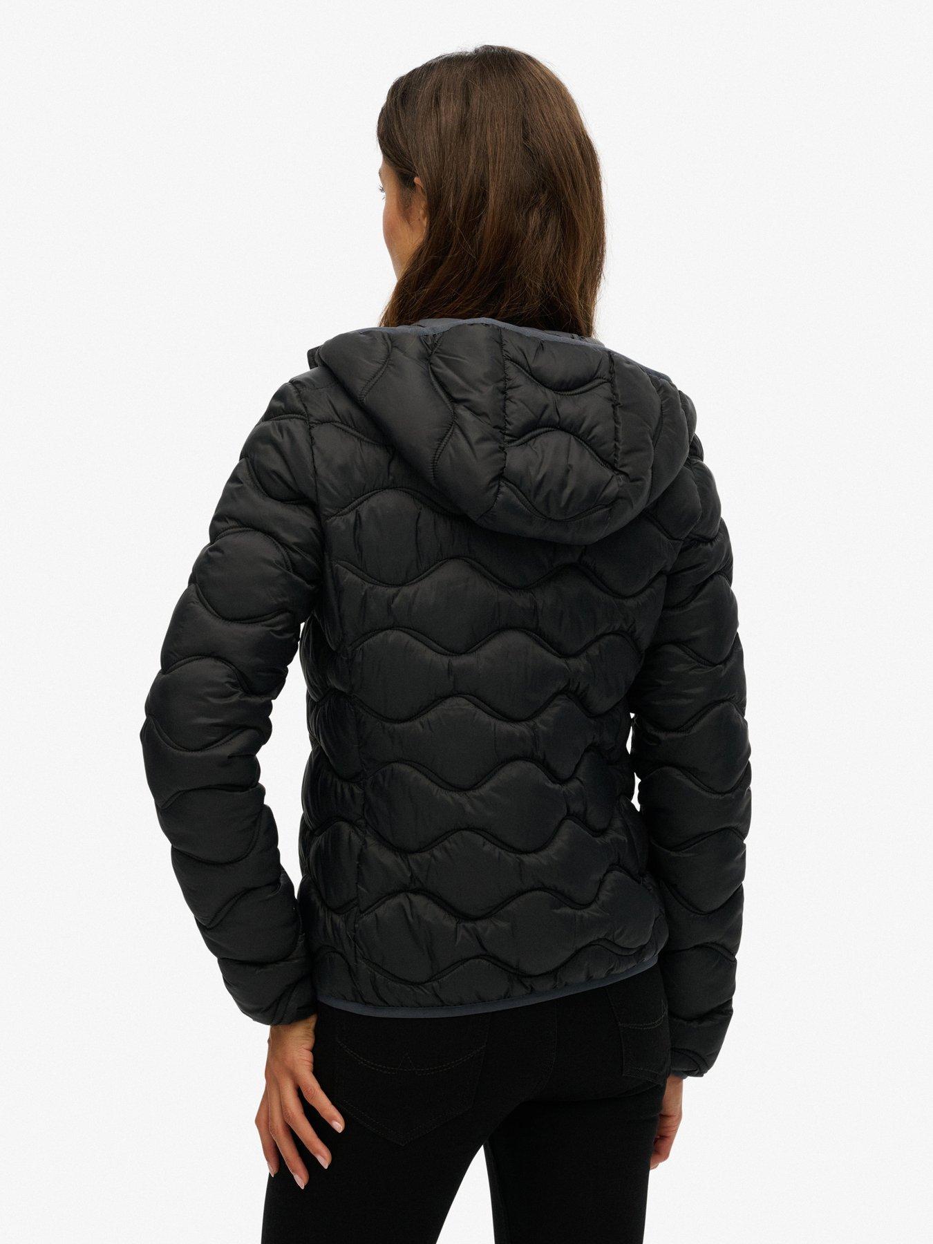  image of superdry-hood-fuji-lite-wave-padded-jacket-black