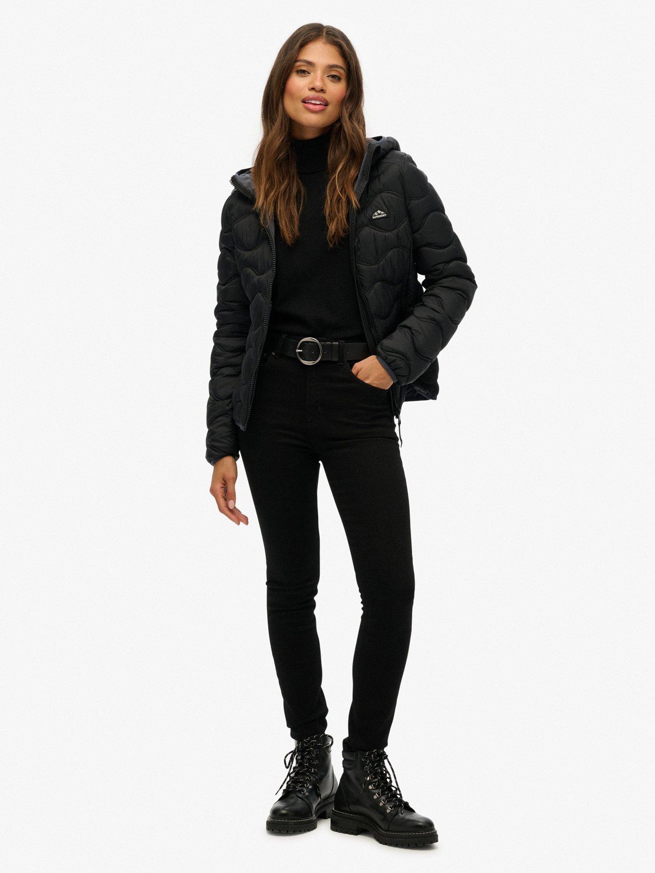  image of superdry-hood-fuji-lite-wave-padded-jacket-black