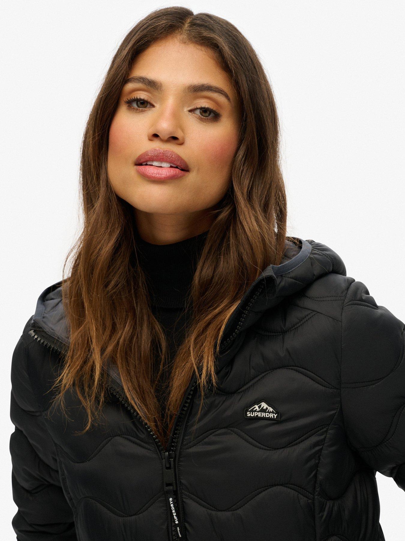  image of superdry-hood-fuji-lite-wave-padded-jacket-black