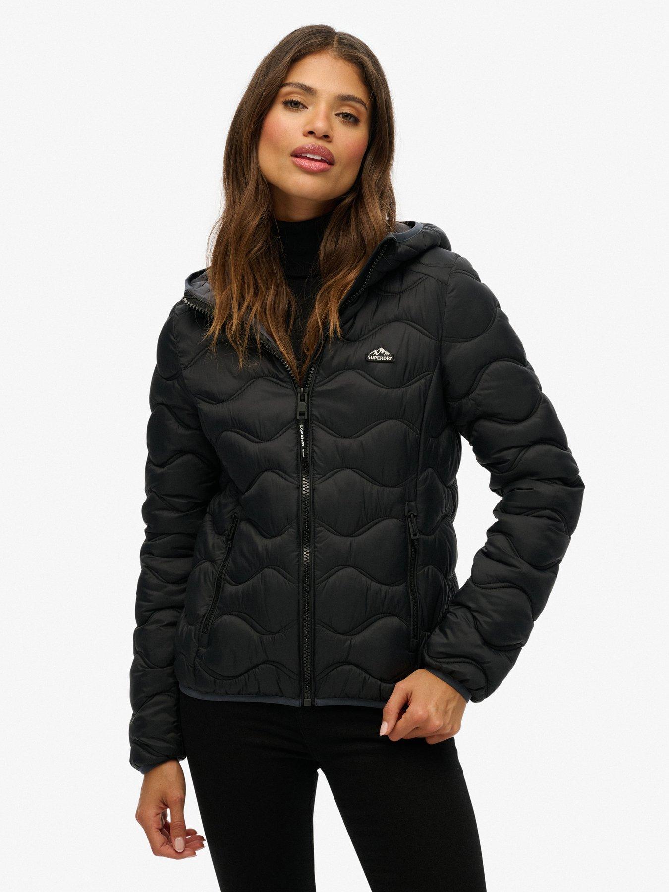  image of superdry-hood-fuji-lite-wave-padded-jacket-black