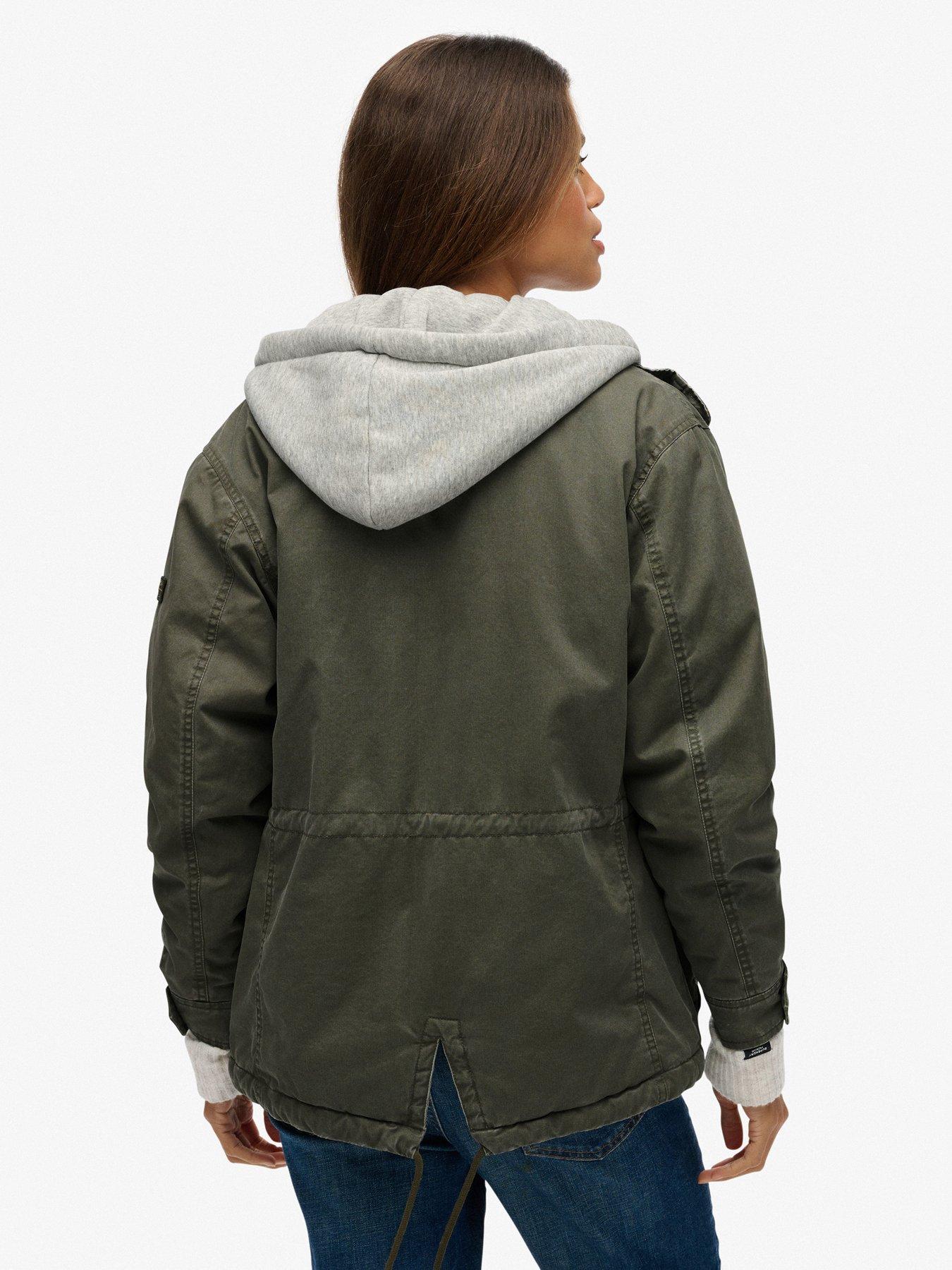  image of superdry-jersey-hood-borg-military-jacket-chive-green