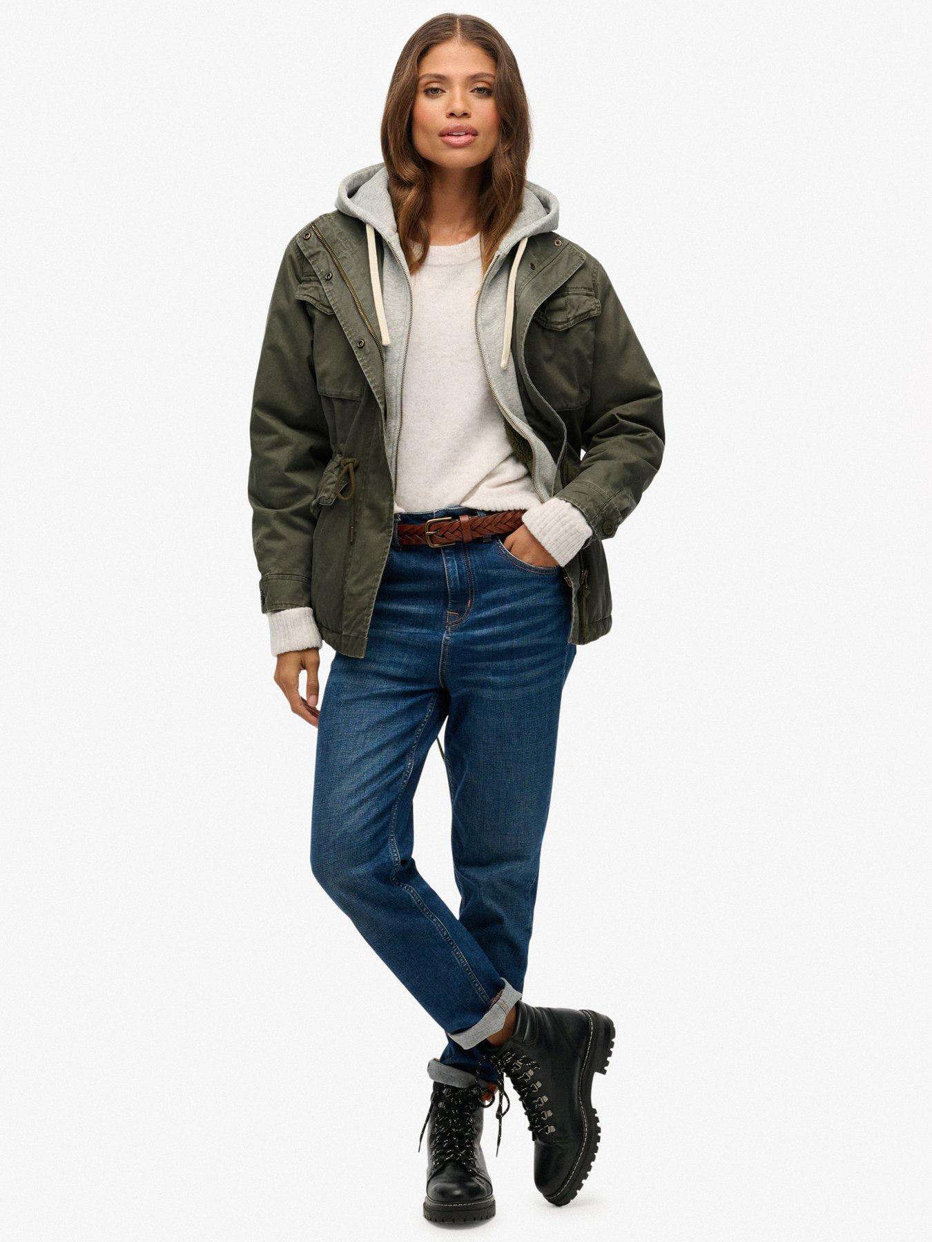  image of superdry-jersey-hood-borg-military-jacket-chive-green