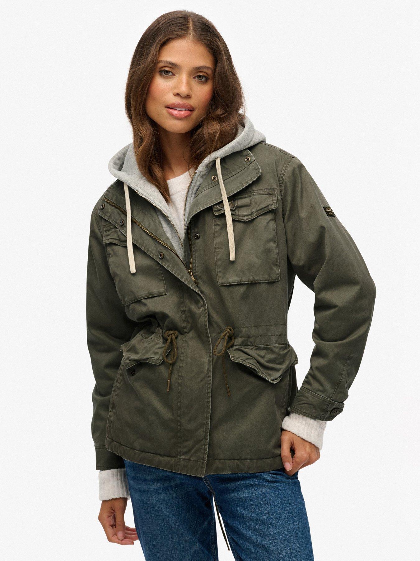  image of superdry-jersey-hood-borg-military-jacket-chive-green
