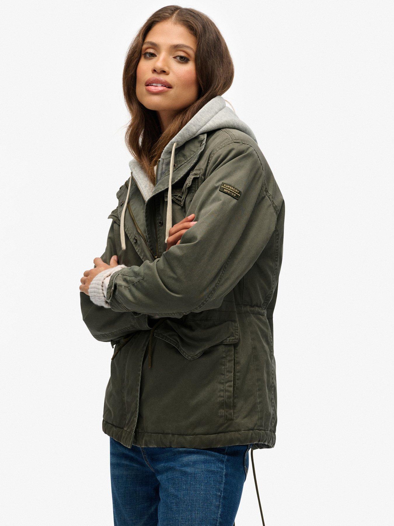  image of superdry-jersey-hood-borg-military-jacket-chive-green