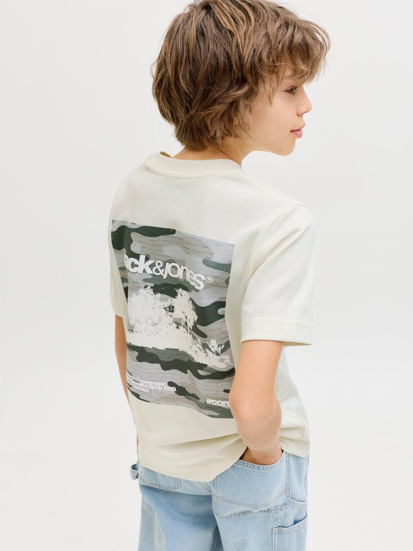 Image 7 of 7 of Jack & Jones Junior Boys Breeze Back Print Short Sleeve T-shirt - Sweet Corn