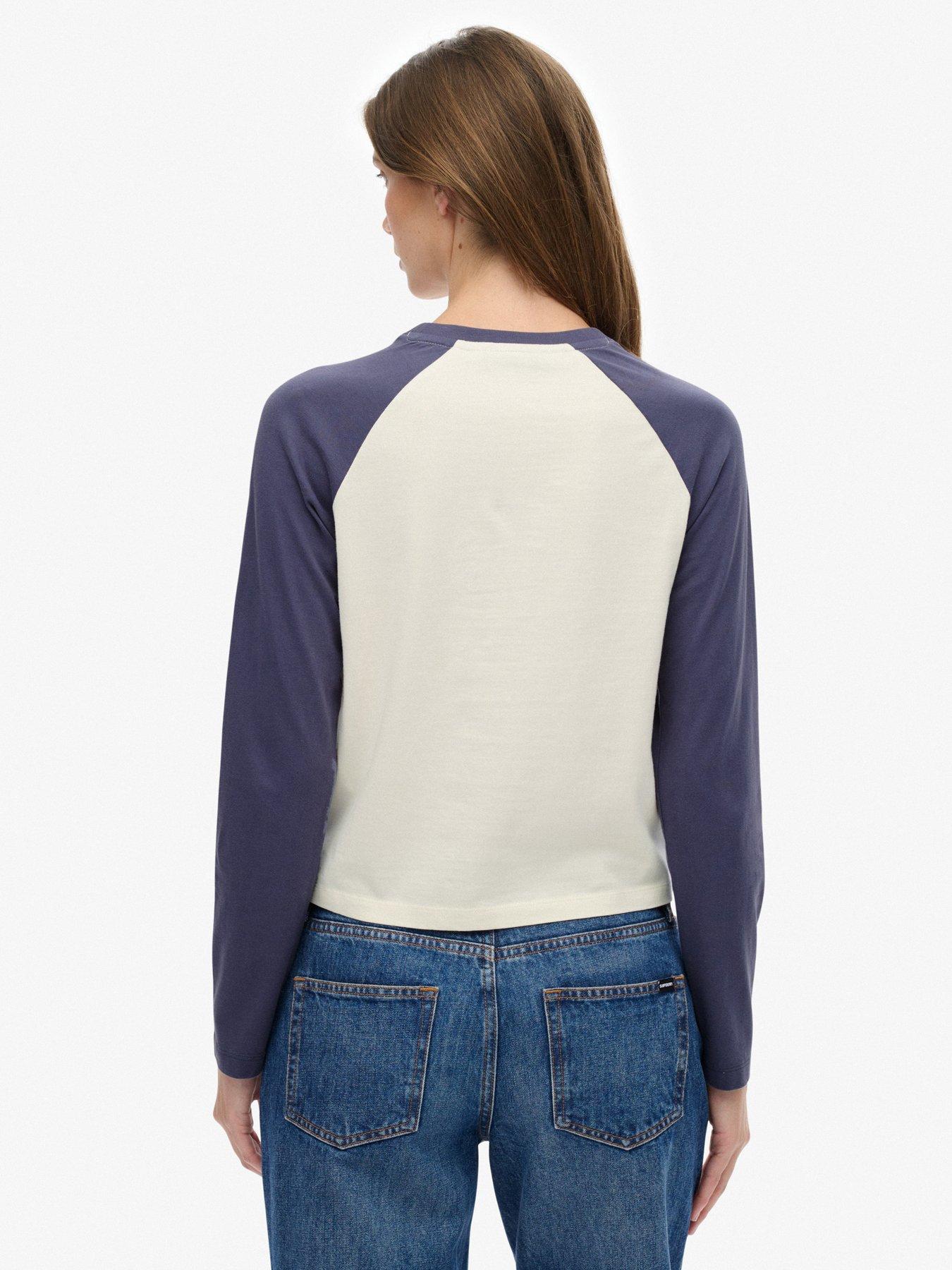 stillFront image of superdry-essential-logo-baseball-top-mariner-desert-bone-off-white
