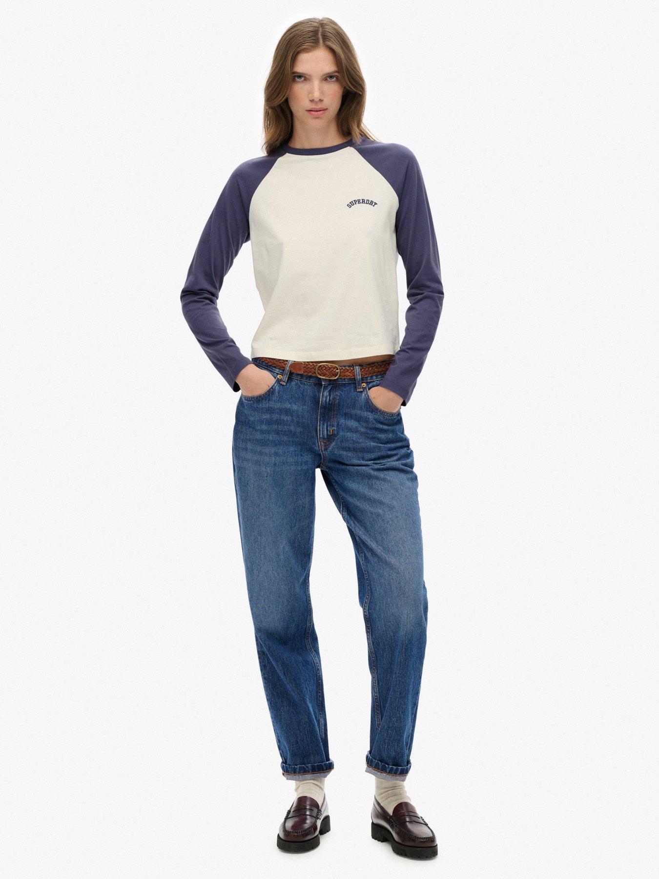  image of superdry-essential-logo-baseball-top-mariner-desert-bone-off-white