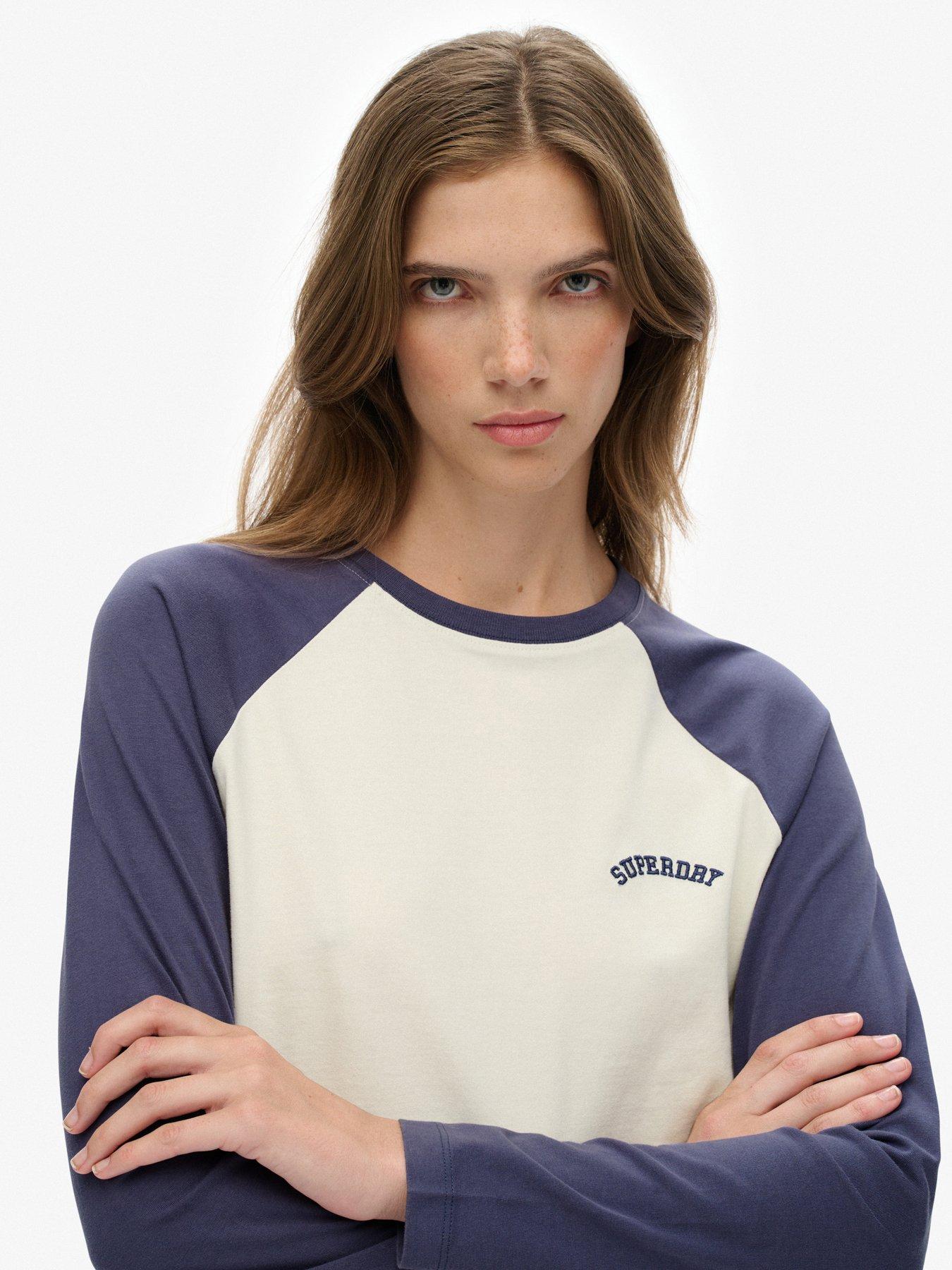 image of superdry-essential-logo-baseball-top-mariner-desert-bone-off-white