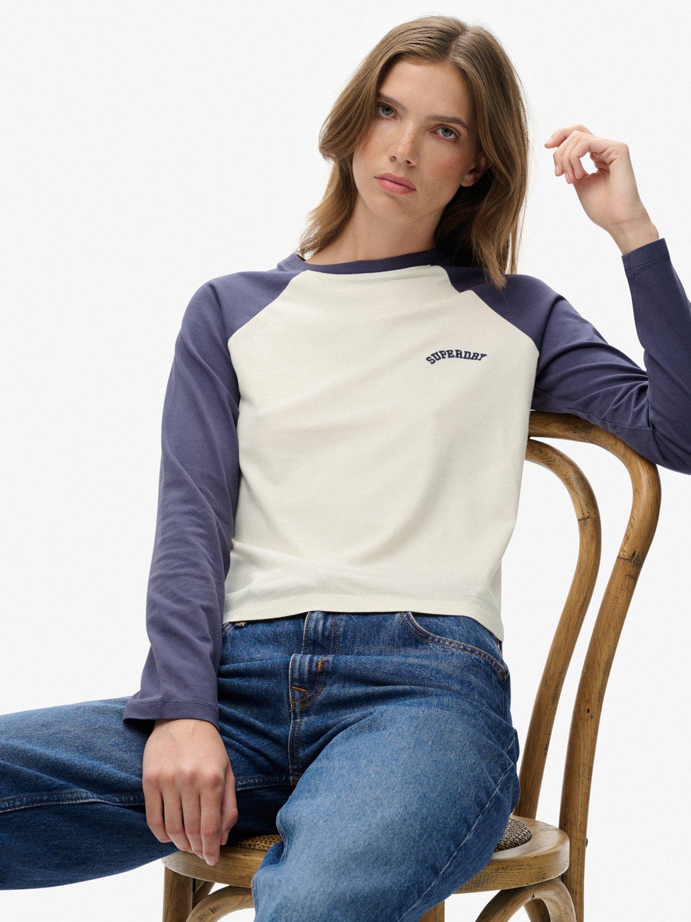  image of superdry-essential-logo-baseball-top-mariner-desert-bone-off-white