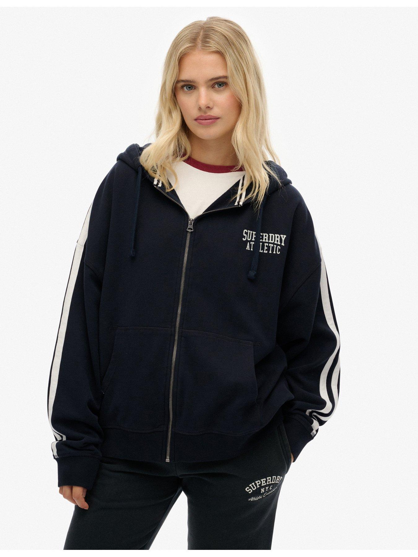 Superdry Athletic Essentials Relaxed Zip Hoodie - Eclipse Navy