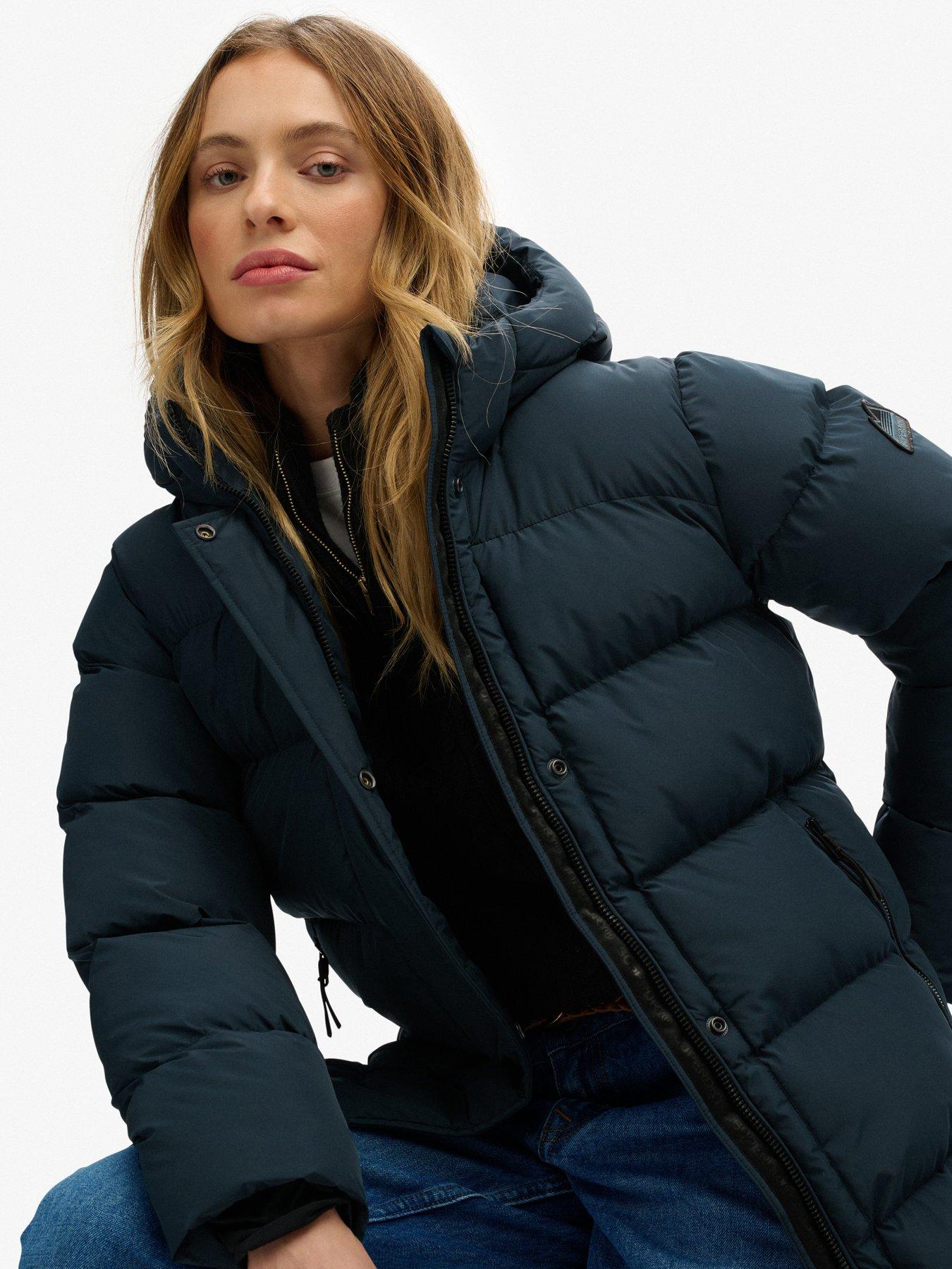  image of superdry-hooded-sports-puffer-mid-length-jacket-blueberry-navy
