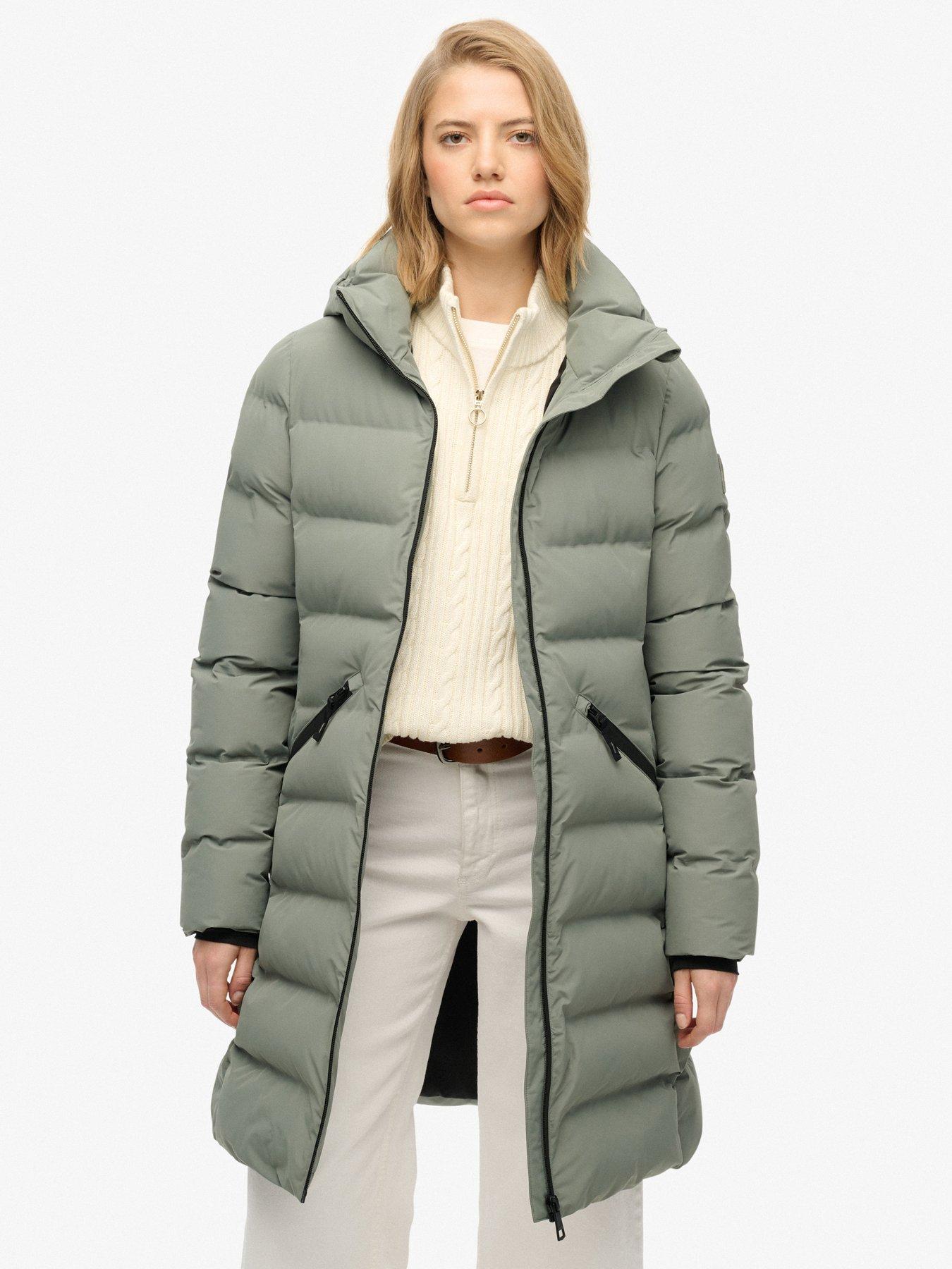  image of superdry-city-midlength-padded-jacket-freestyle-green