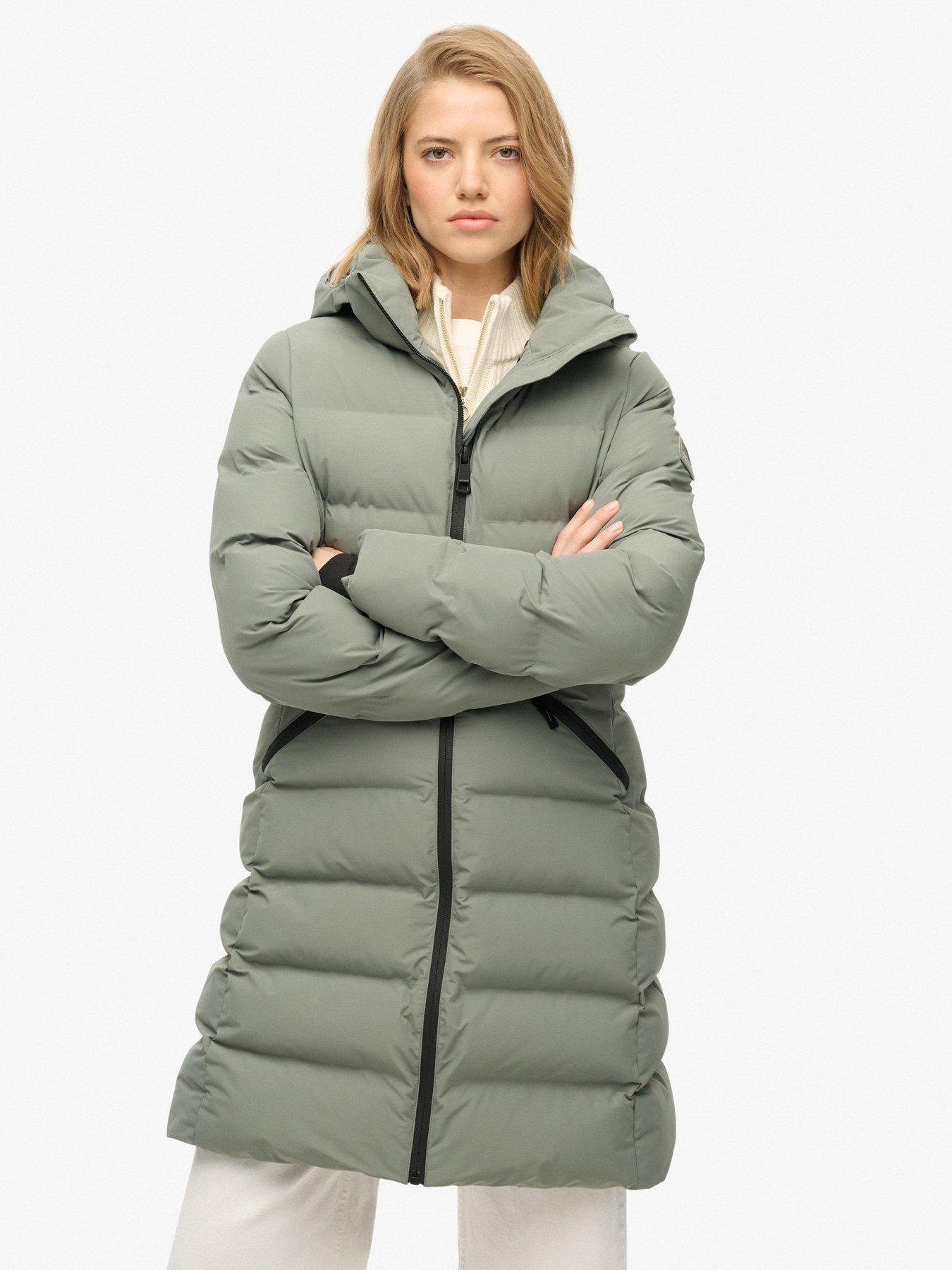  image of superdry-city-midlength-padded-jacket-freestyle-green