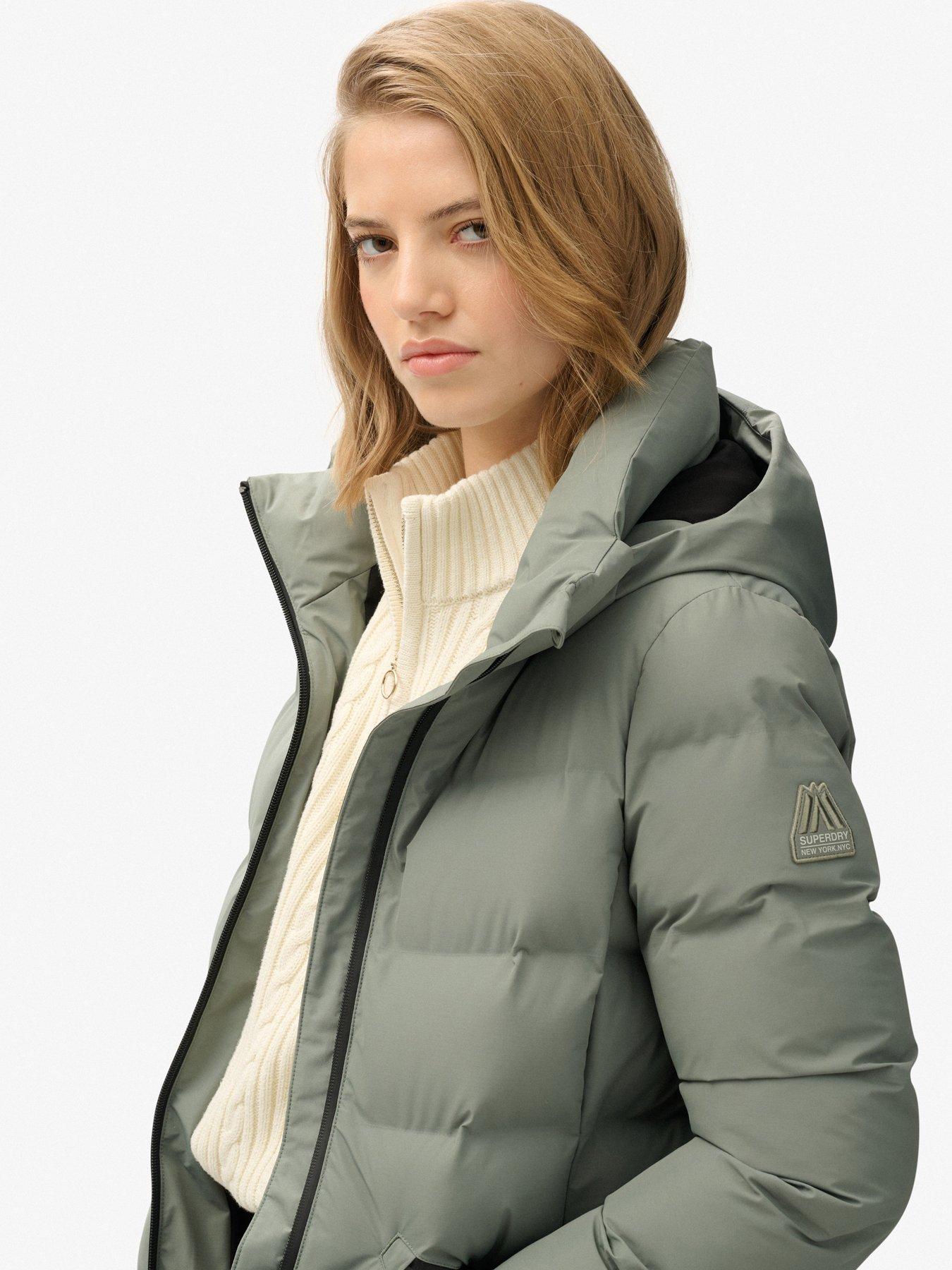  image of superdry-city-midlength-padded-jacket-freestyle-green