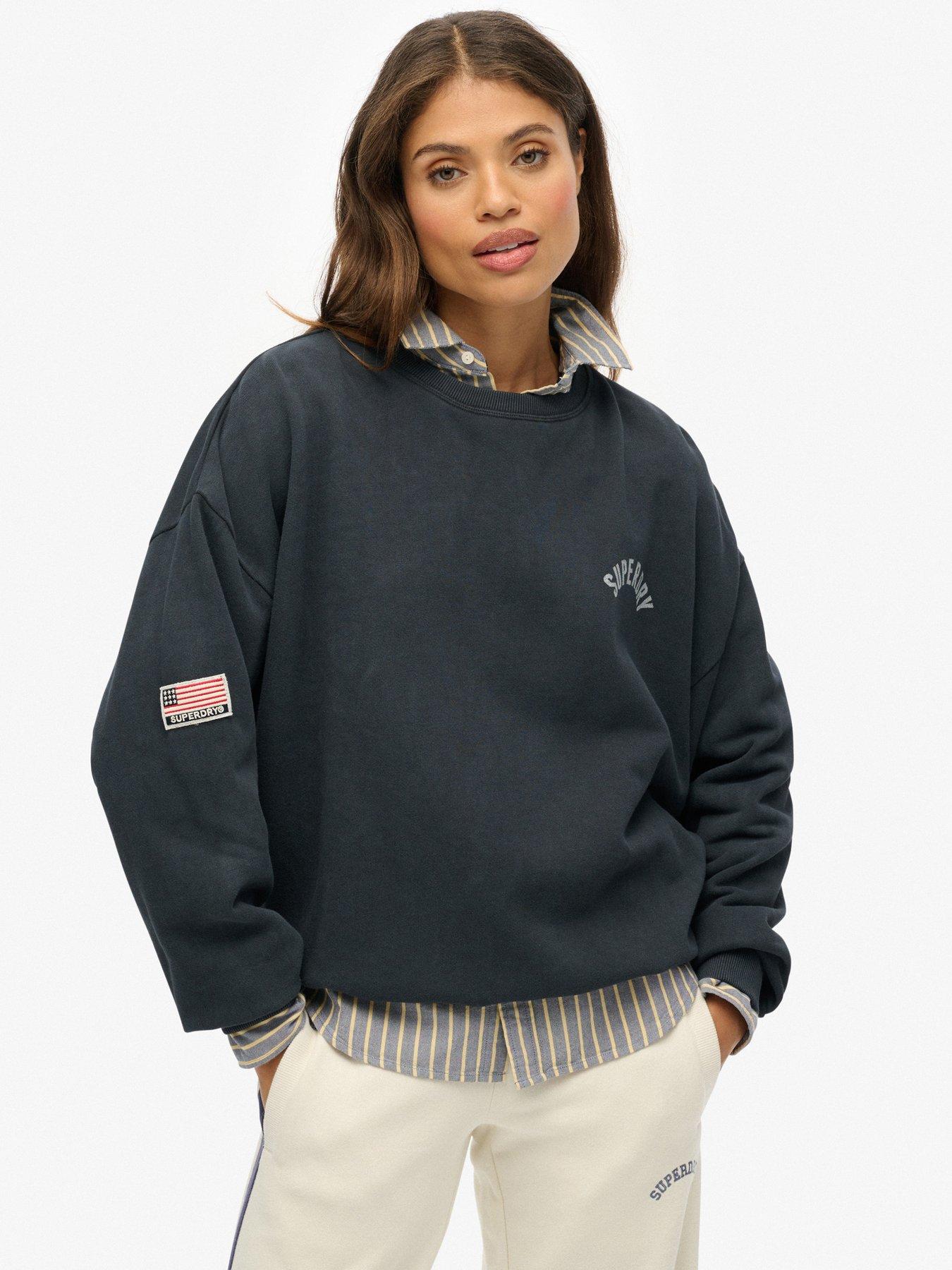 Superdry Athletic Relaxed Printed Crew - Eclipse Navy