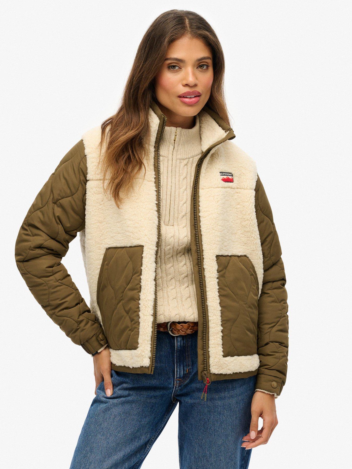  image of superdry-fleece-hybrid-jacket-beige