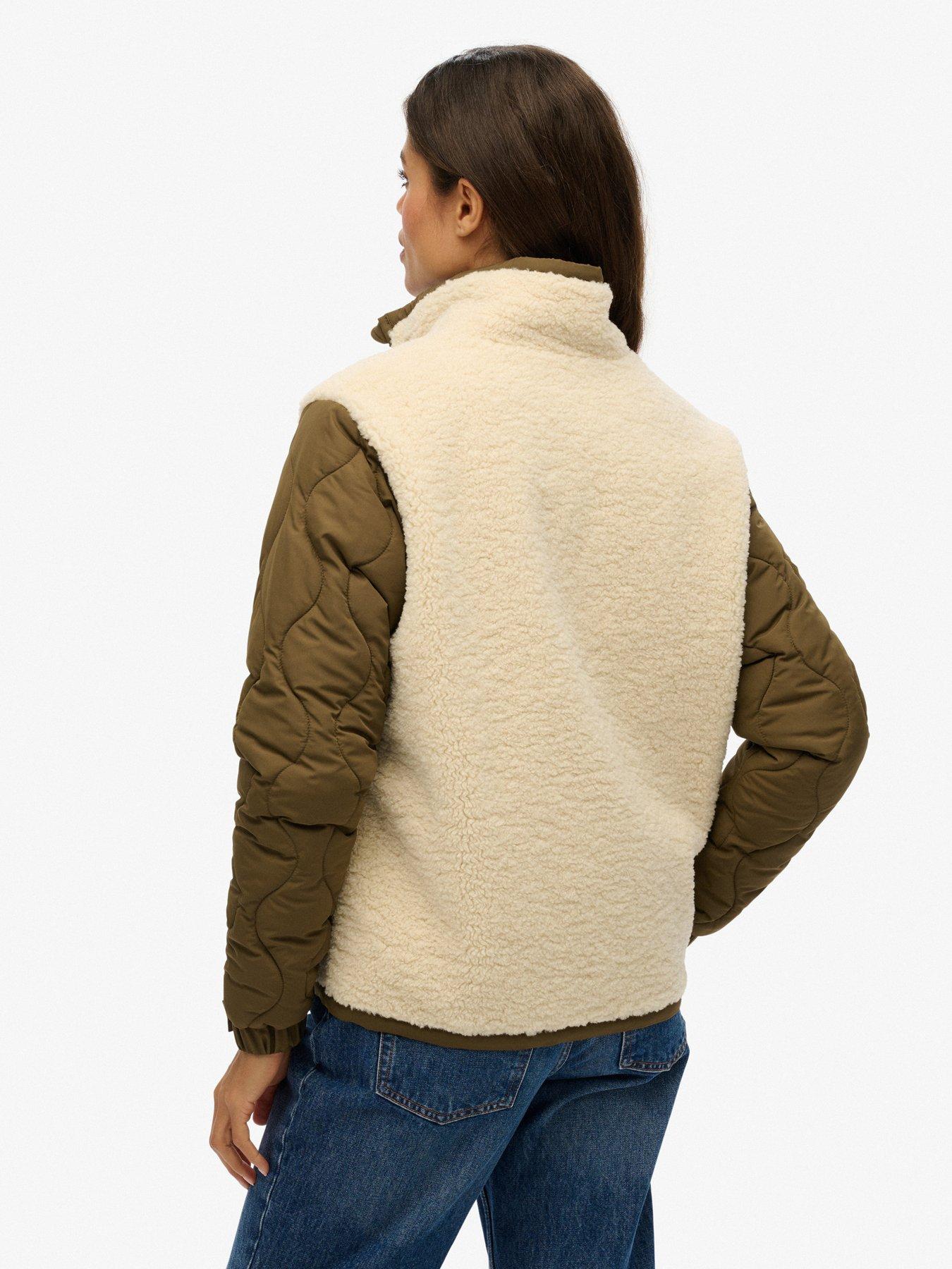  image of superdry-fleece-hybrid-jacket-beige