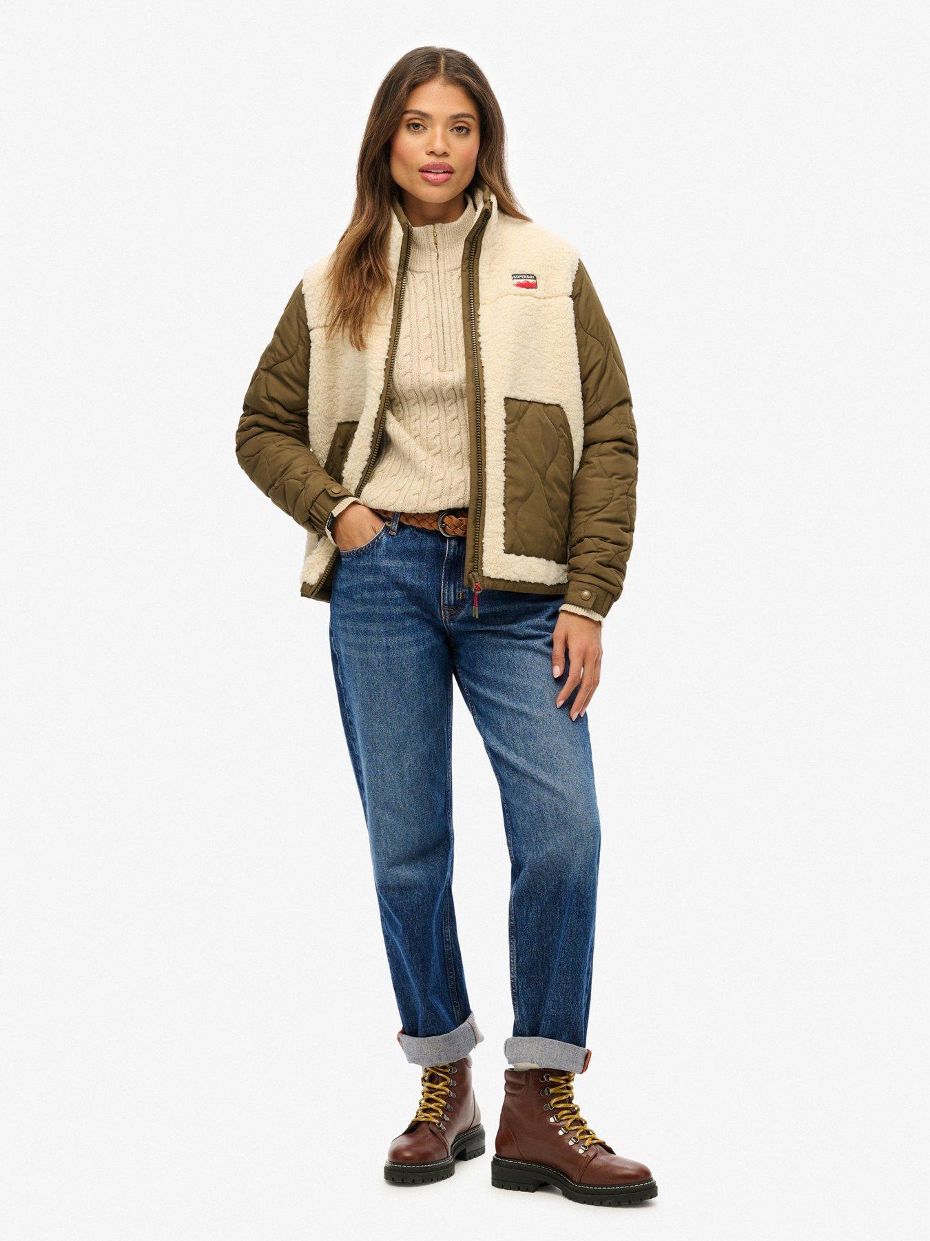  image of superdry-fleece-hybrid-jacket-beige